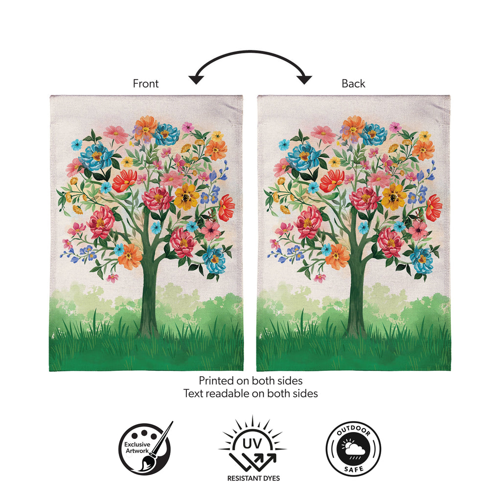 Blooming Tree of Life Burlap Garden Flag