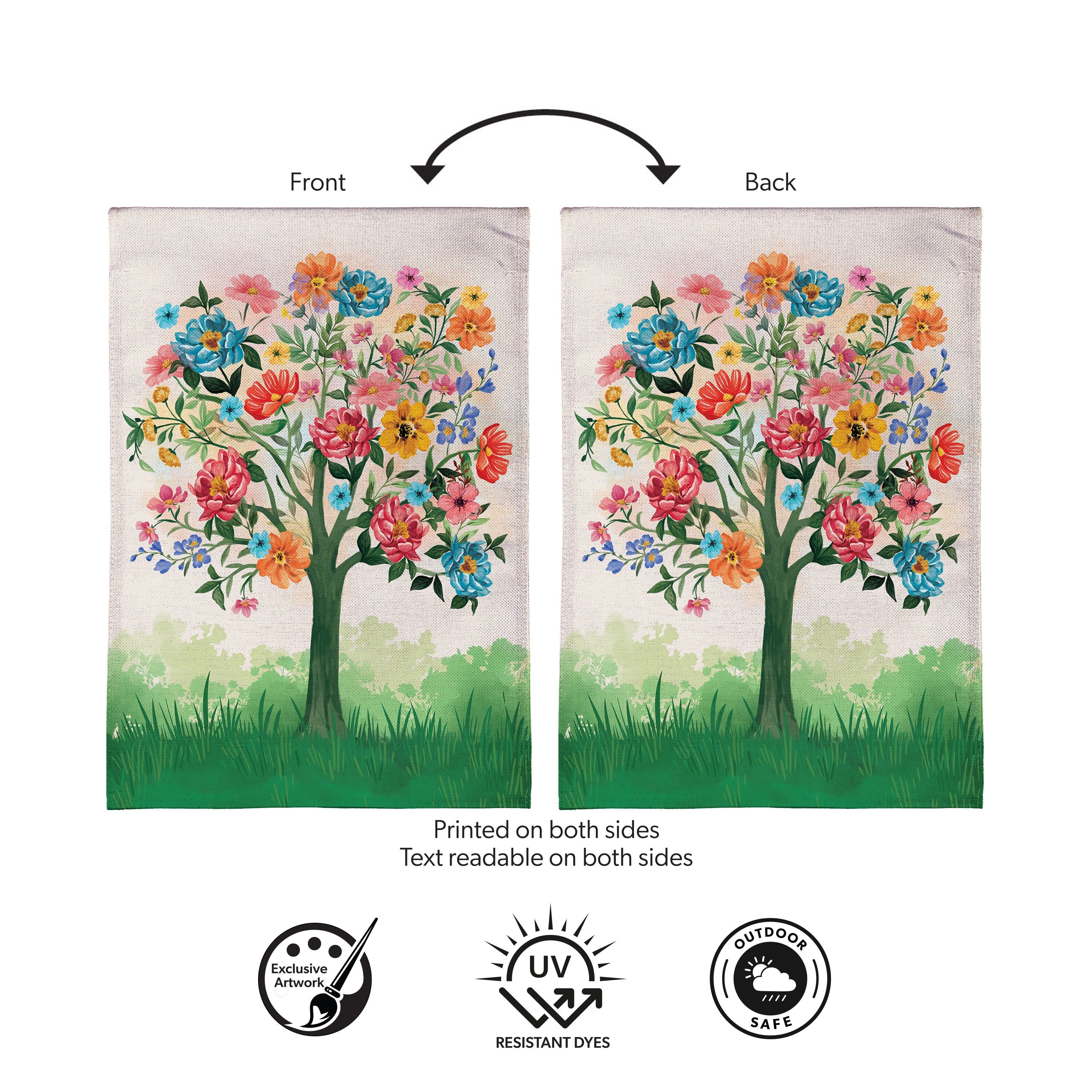 Blooming Tree of Life Burlap Garden Flag