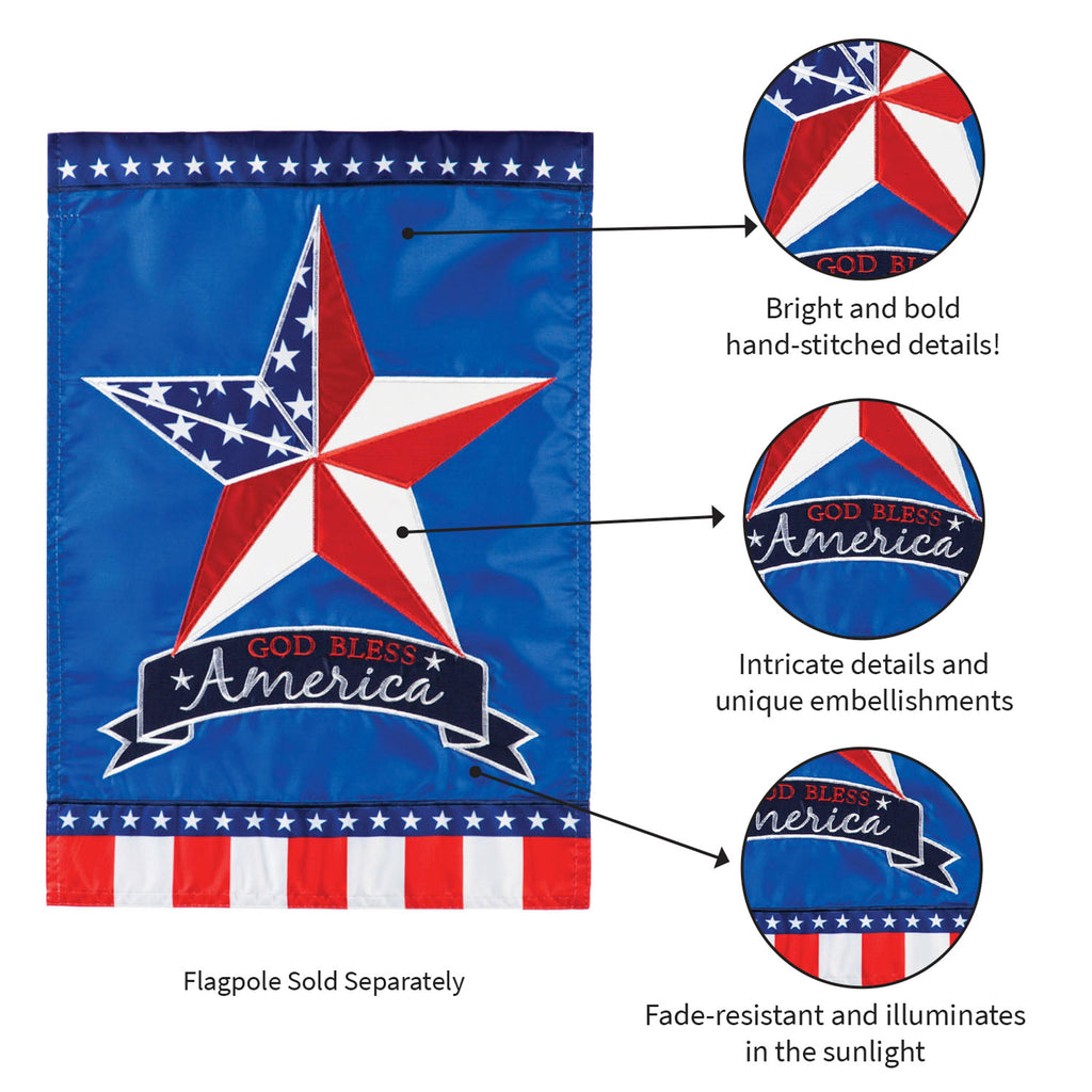 Patriotic Country Star Garden Applique Flag