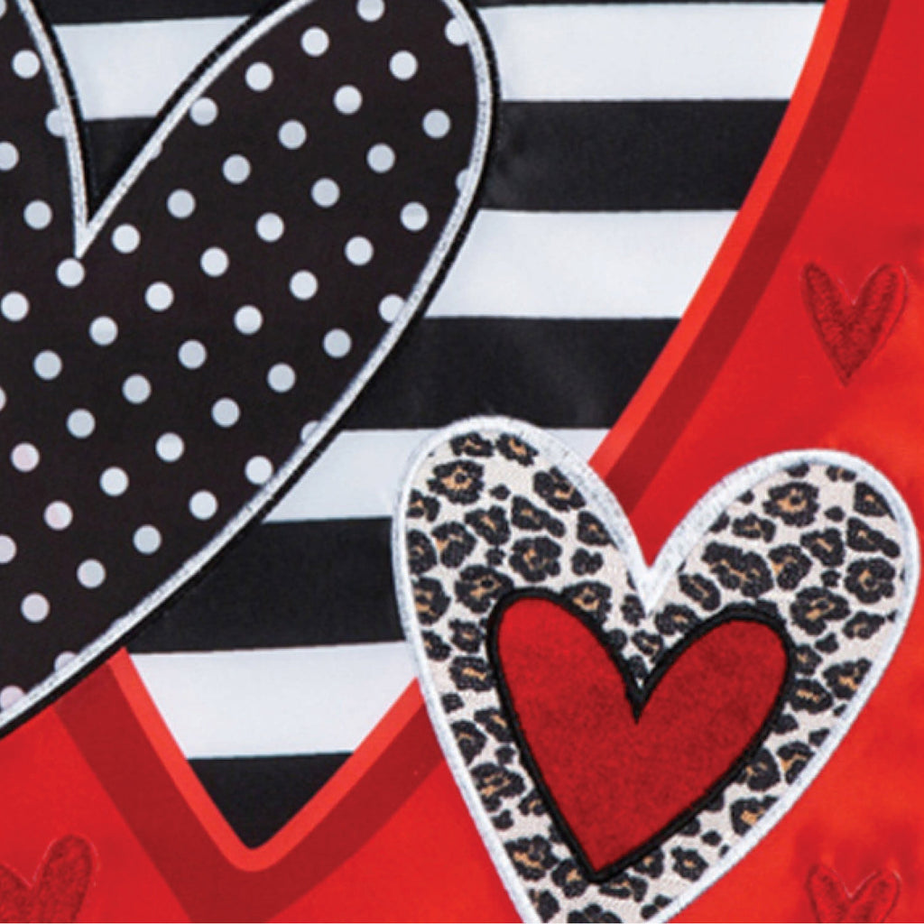 Patterned Heart Applique Garden Flag