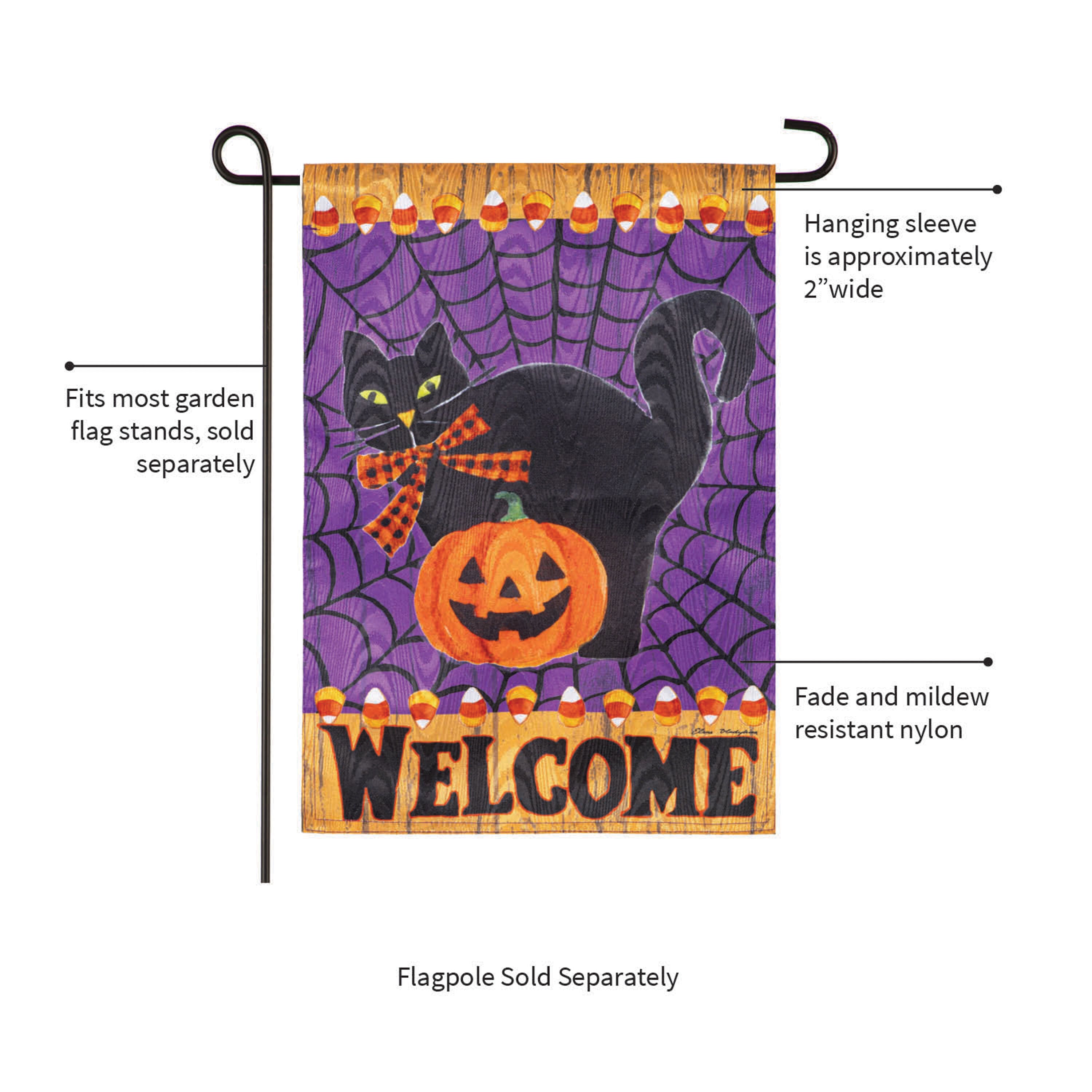 Black Cat Moire Garden Flag