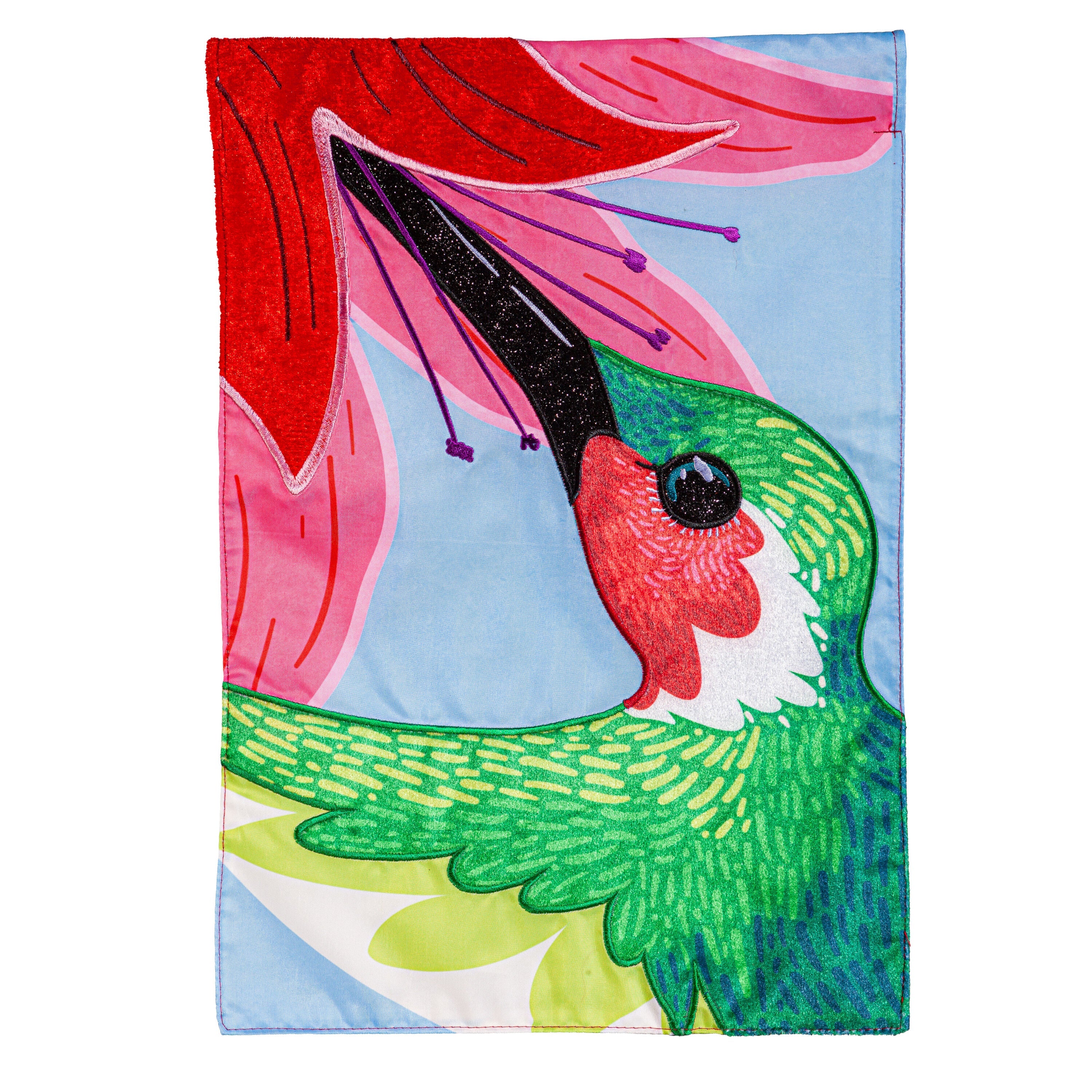 Big Hummingbird Applique Garden Flag