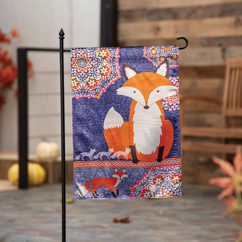 Fox in Fall Lustre Garden Flag