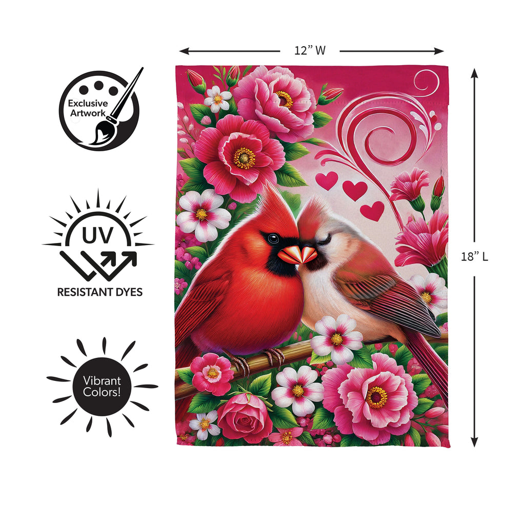 Cardinal Lovers Suede Garden Flag