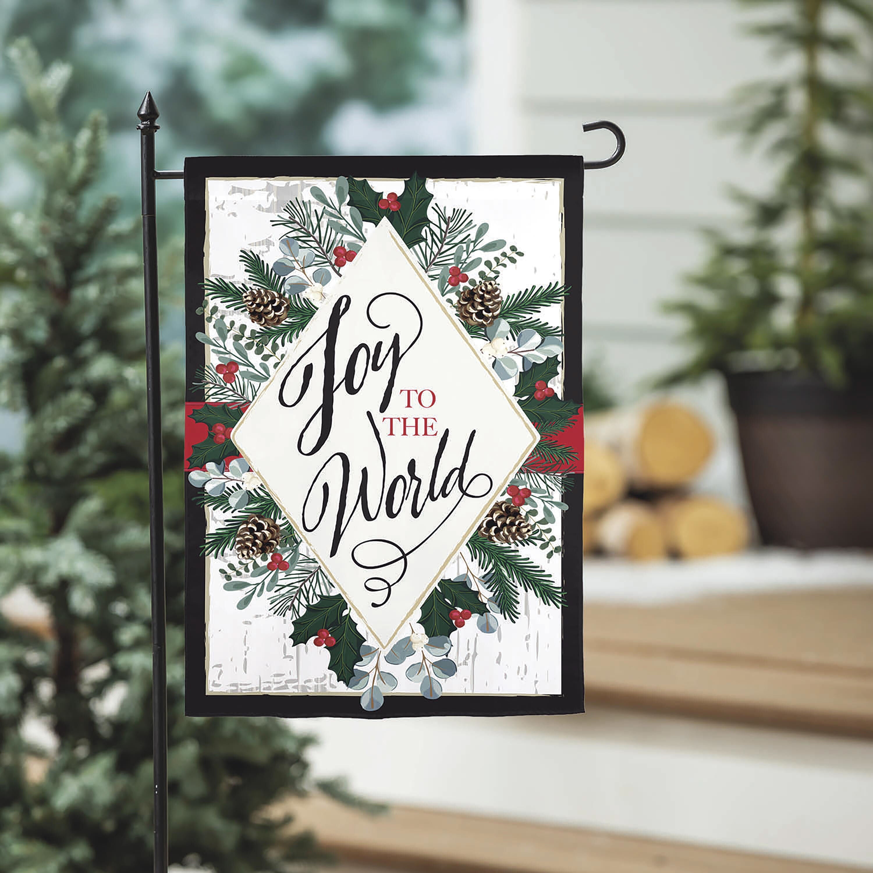 Joy to the World Applique Garden Flag