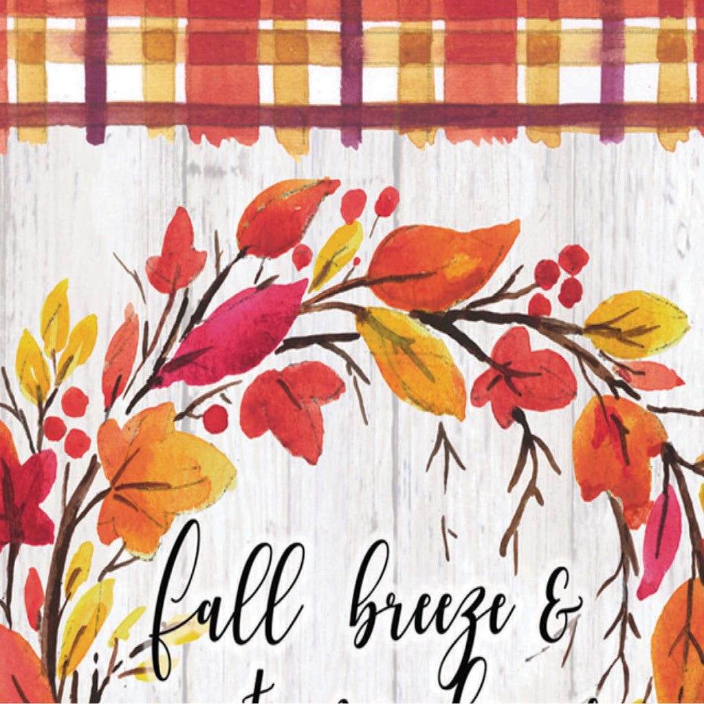Fall Breeze and Autumn Leaves Moire Garden Flag