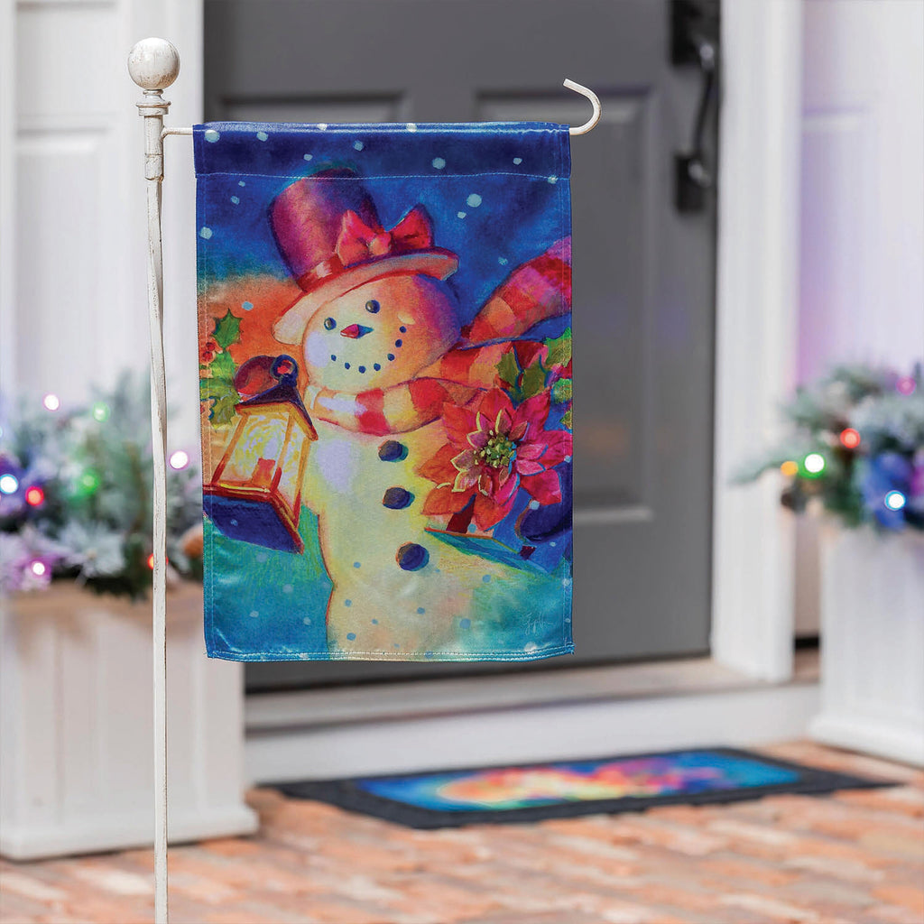 Lantern Snowman Lustre Garden Flag