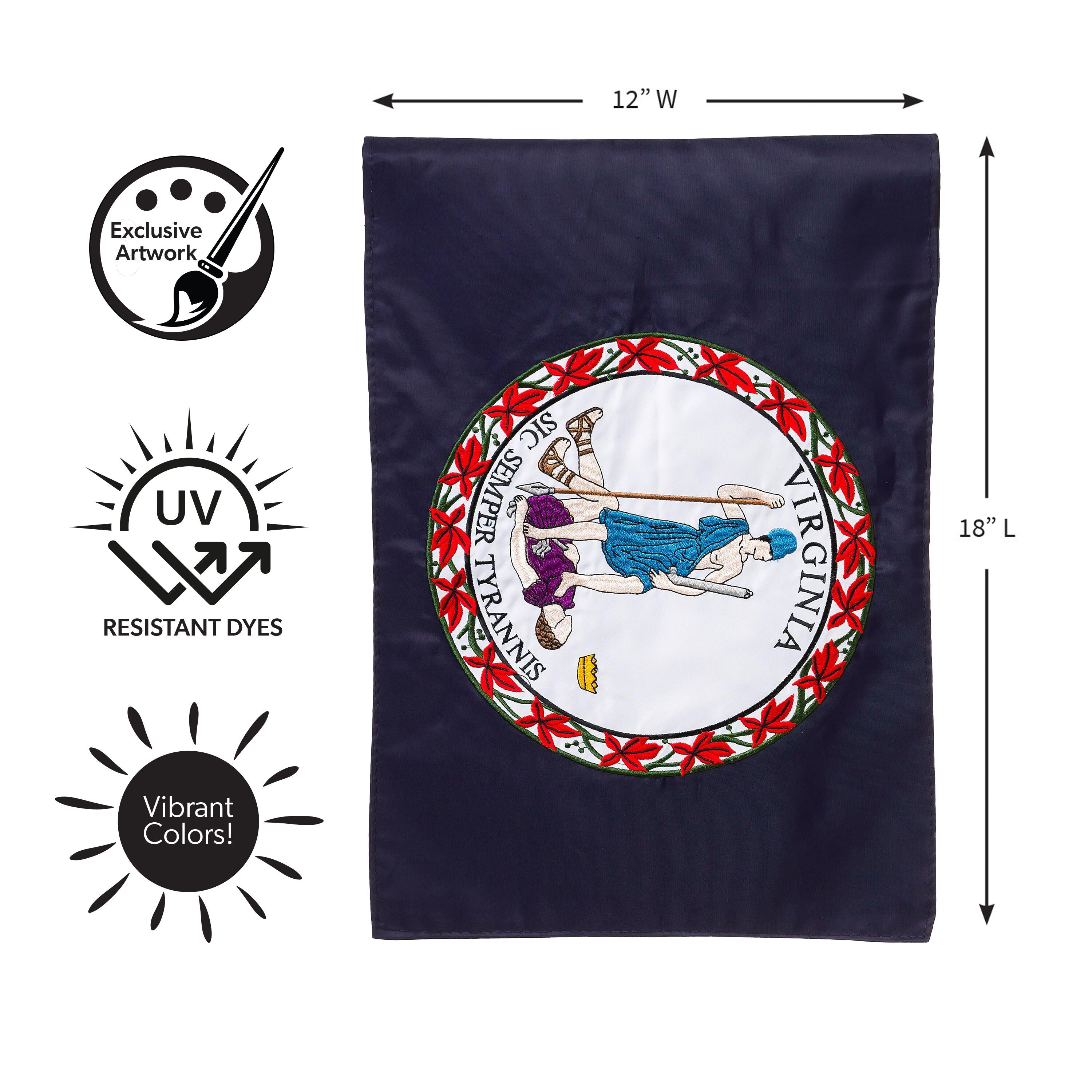 Virginia State Flag Garden Applique Flag