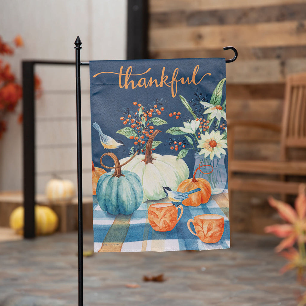 Thankful Harvest Suede Garden Flag