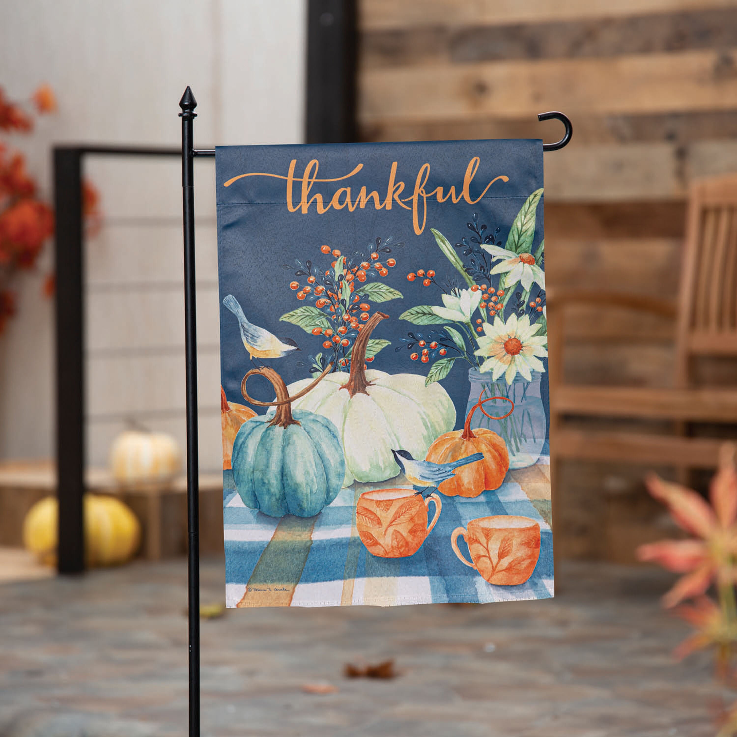 Thankful Harvest Suede Garden Flag