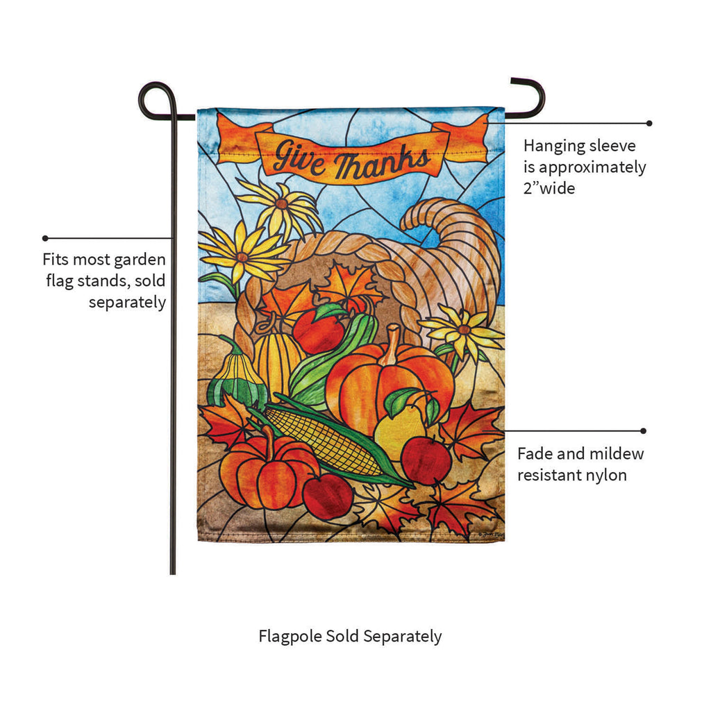 Stained Glass Cornucopia Garden Lustre Flag