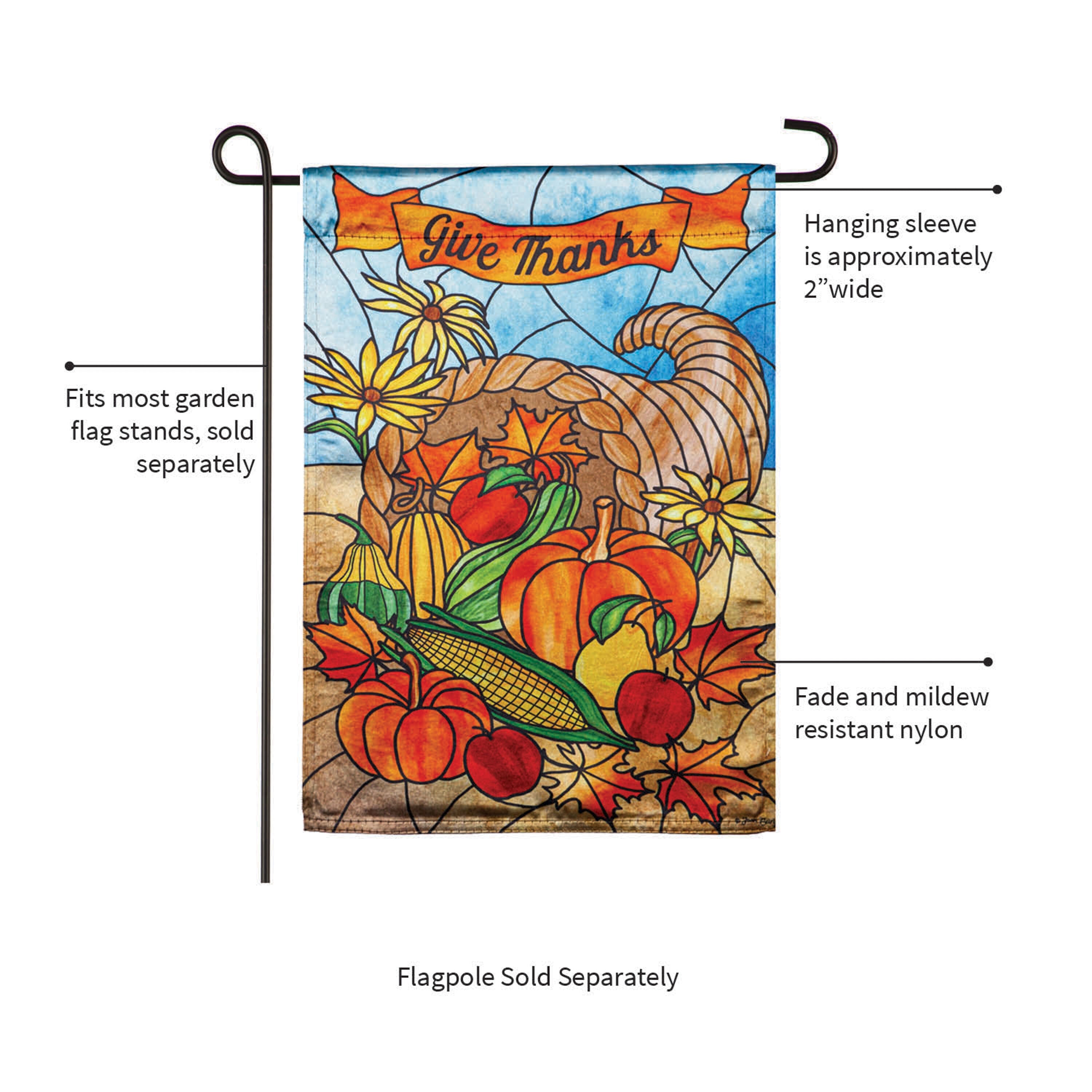 Stained Glass Cornucopia Garden Lustre Flag