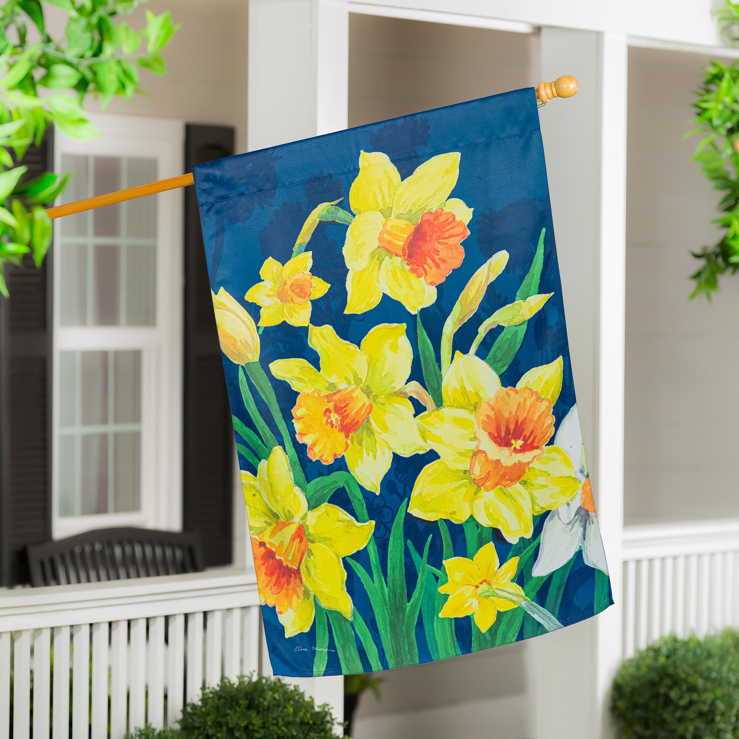 Daffodils Garden Suede House Flag