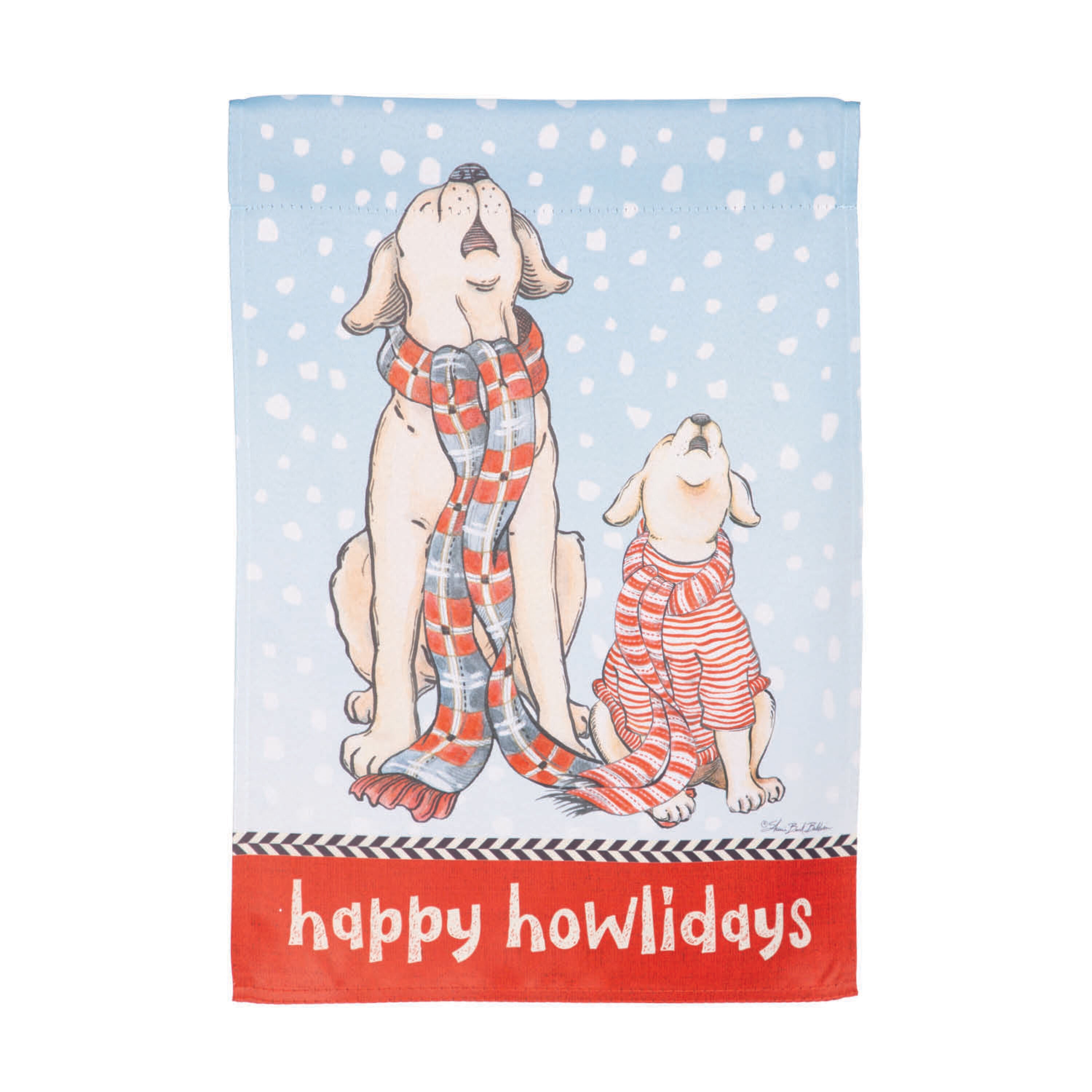 Winter Pups Suede Garden Flag