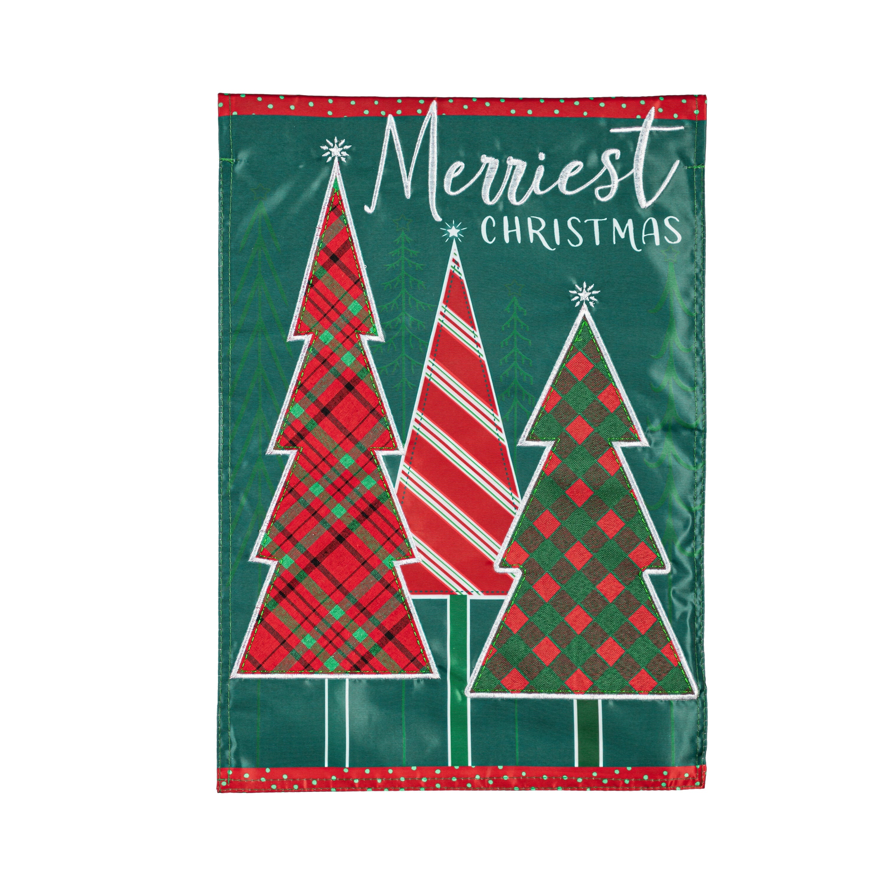 Merriest Christmas Tree Applique Garden Flag