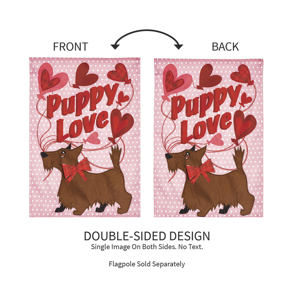 Puppy Love Applique Garden Flag