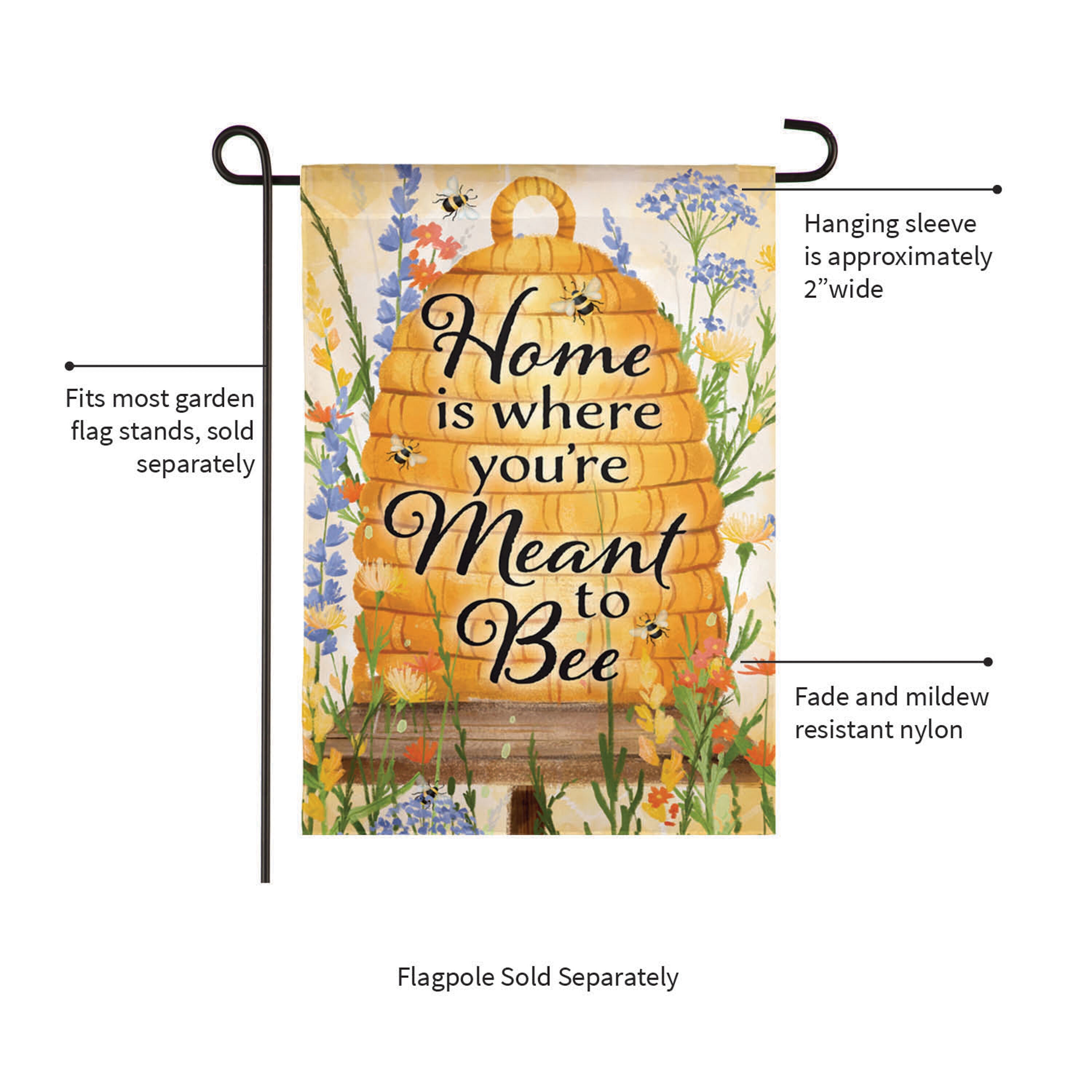 Home is Where You AreMeant ToBee Burlap Garden Flag