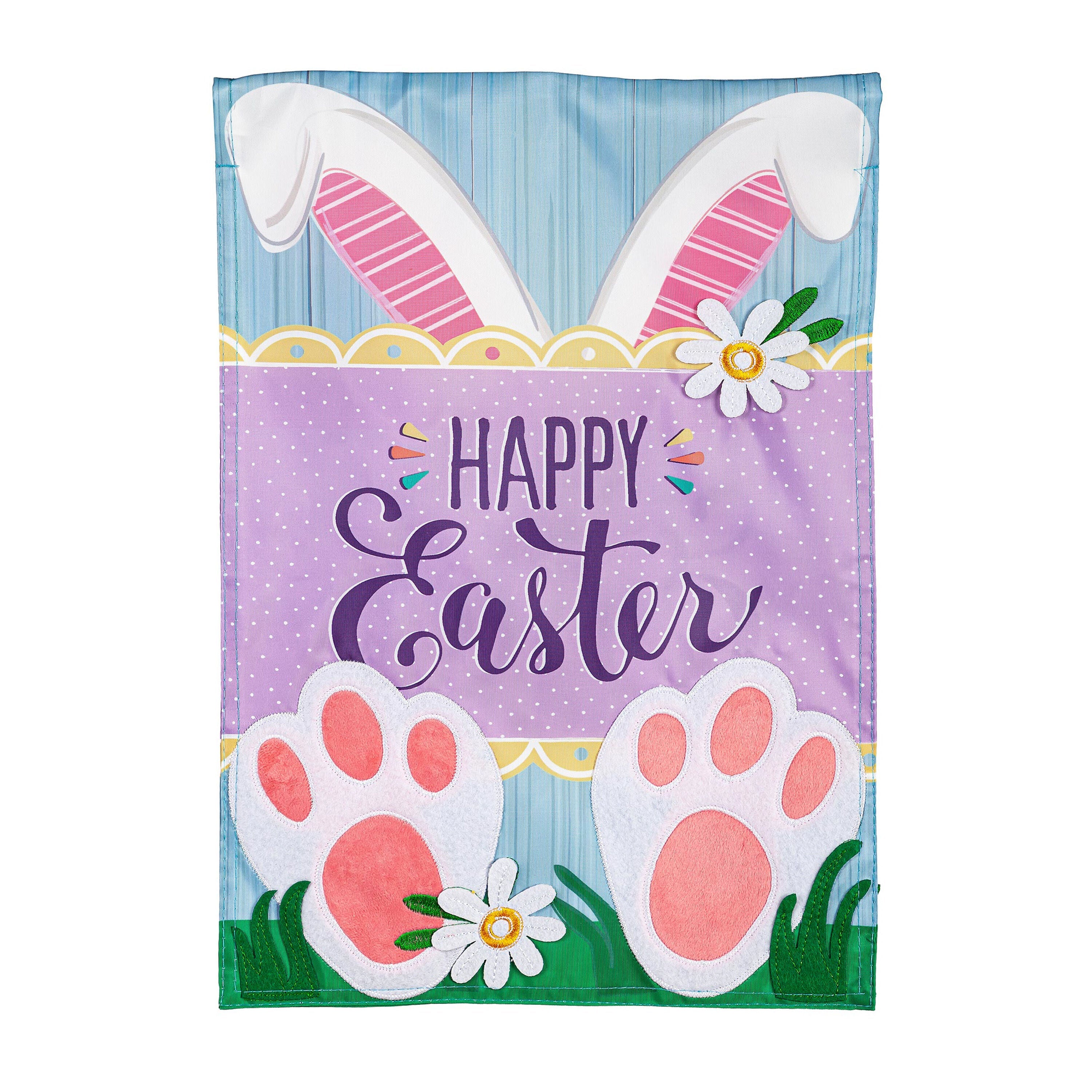 Happy Easter Bunny Applique Garden Flag