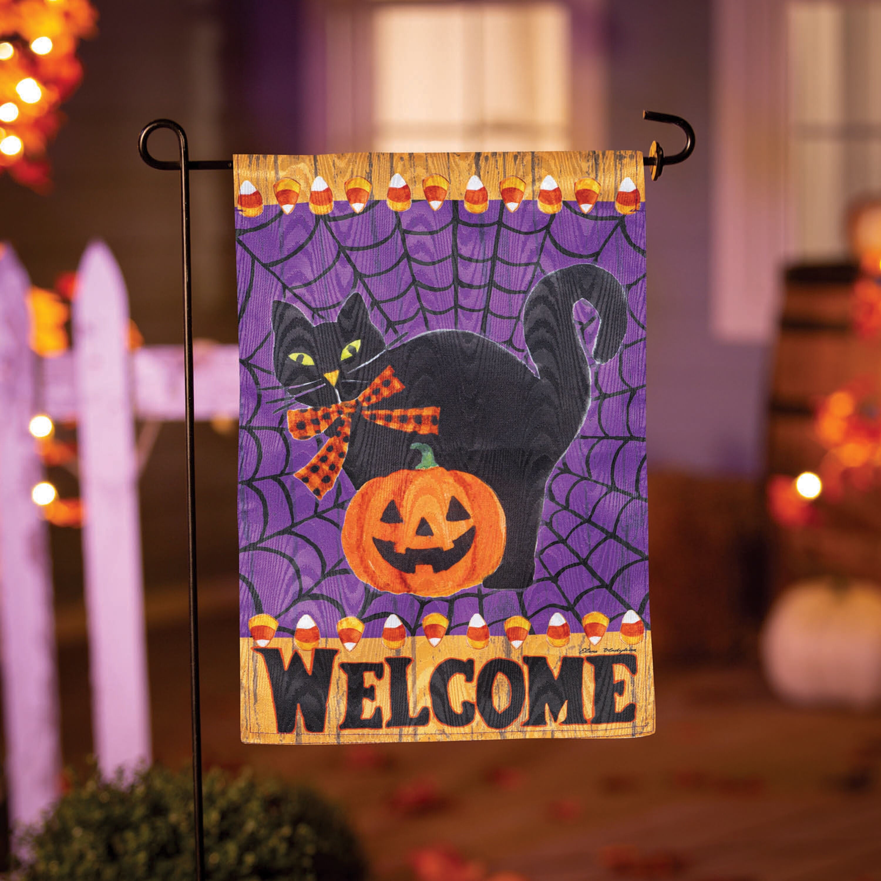 Black Cat Moire Garden Flag