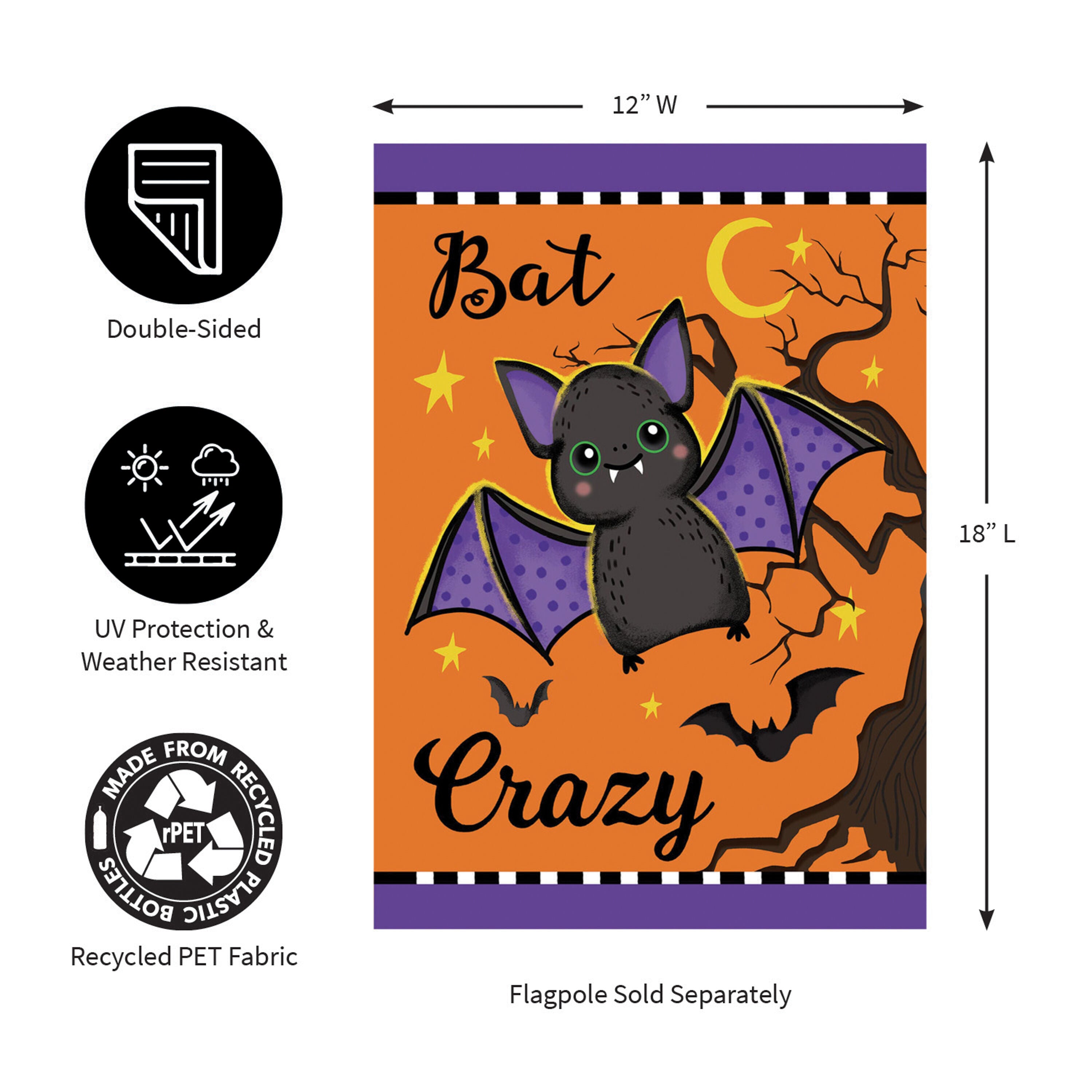 Gone Batty Applique Garden Flag