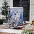 Snow Owl Burlap Garden Flag