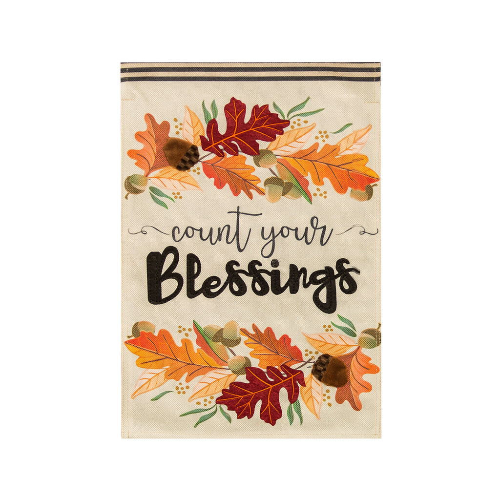 Count Your Blessings Garden Burlap Flag