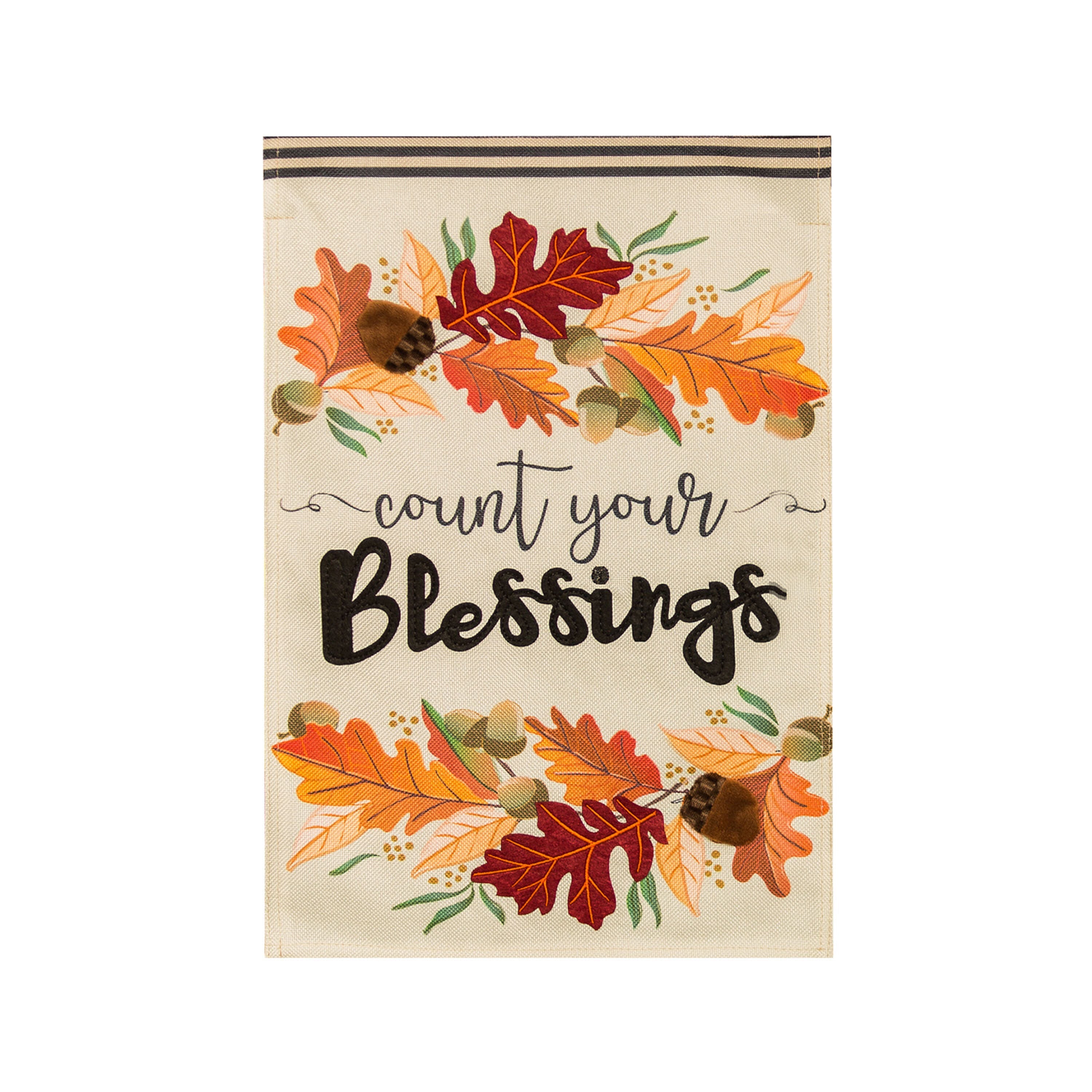 Count Your Blessings Garden Burlap Flag