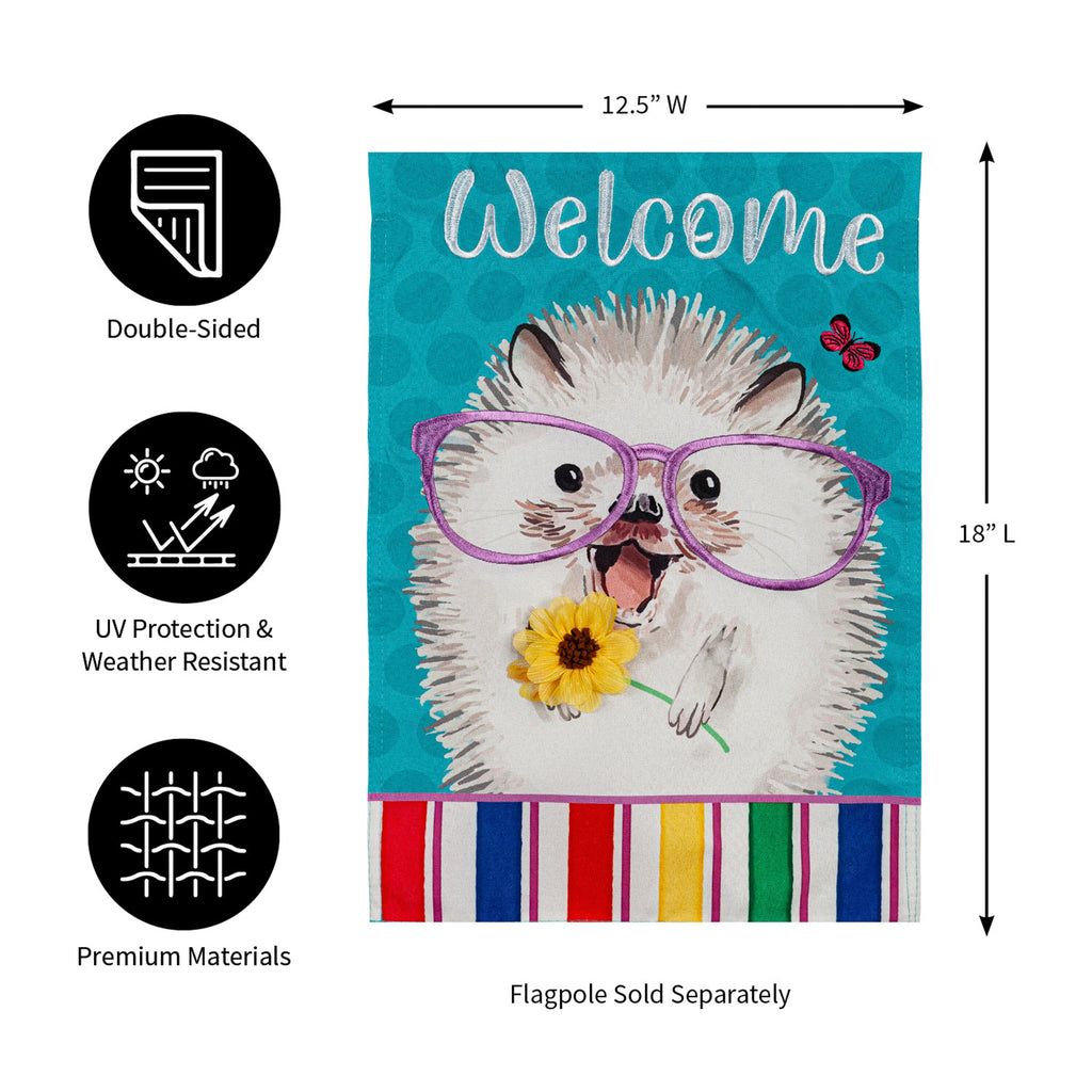 Hedgehog Pal Garden Linen Flag