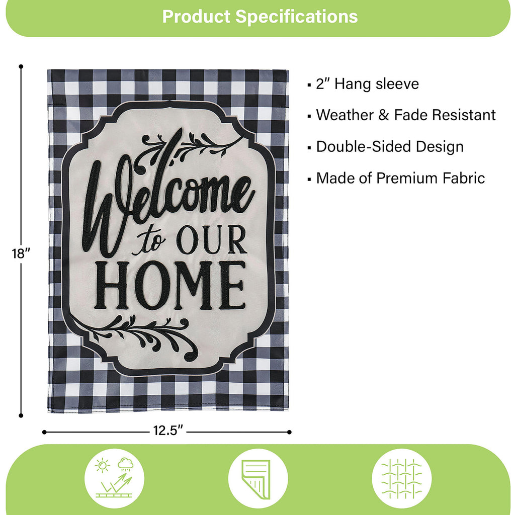 Classic Welcome Home Garden Applique Flag