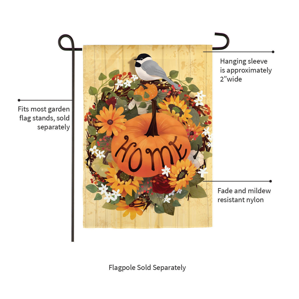 Pumpkin Wreath Moire Garden Flag
