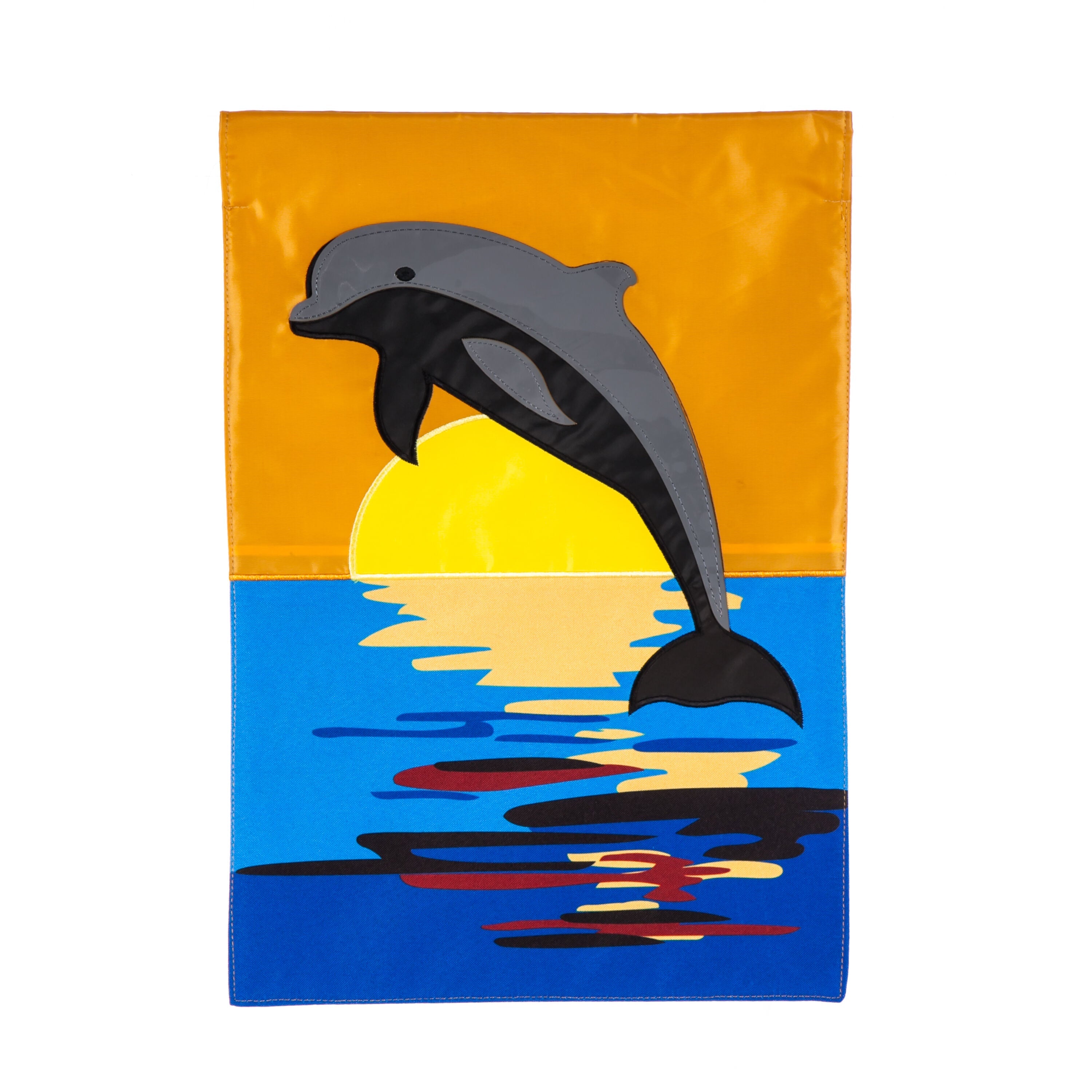 Dolphin Sunset Garden Applique Flag