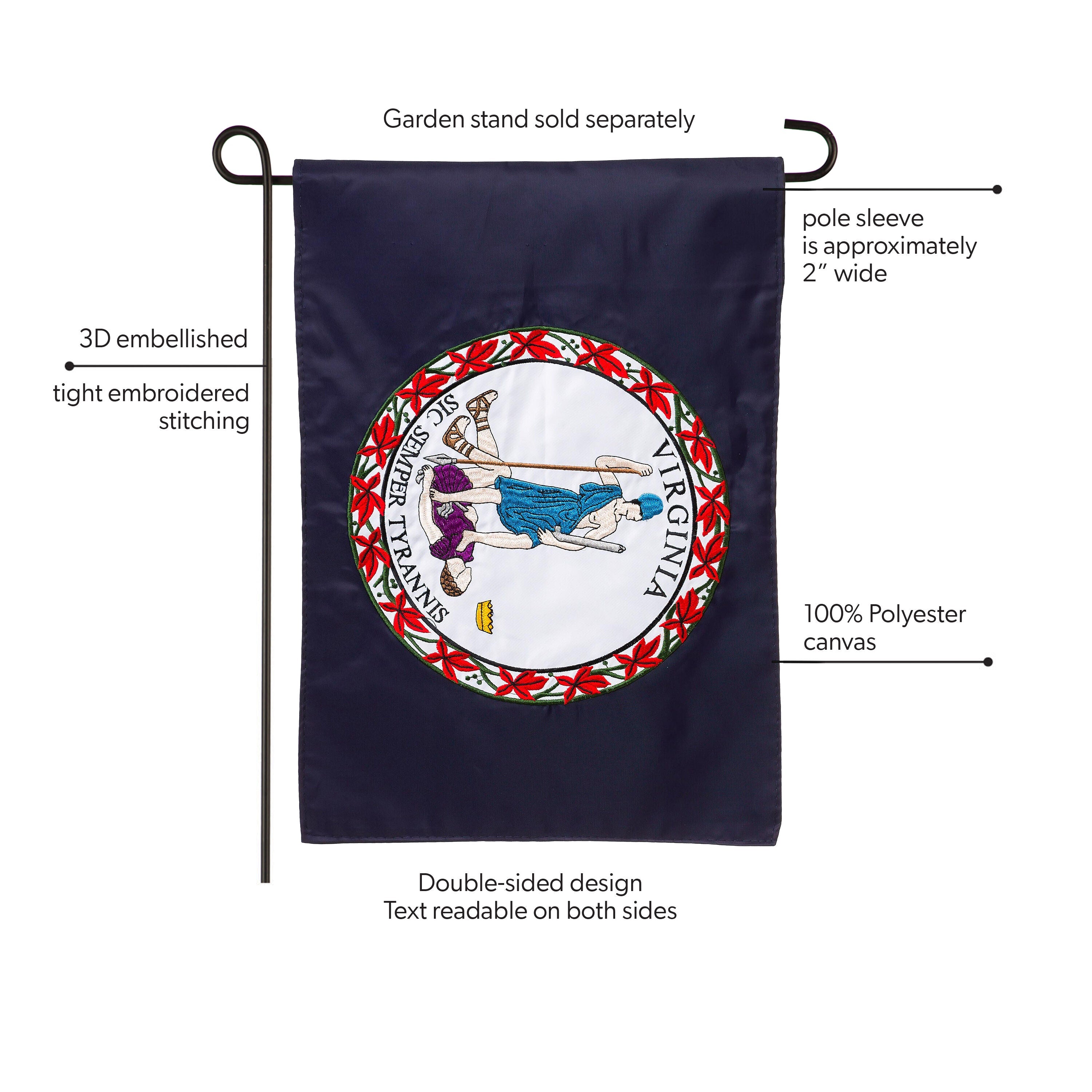 Virginia State Flag Garden Applique Flag