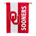 Double-Sided Embellished NCAA College Team Pride Applique House Flag, Univ of Oklahoma