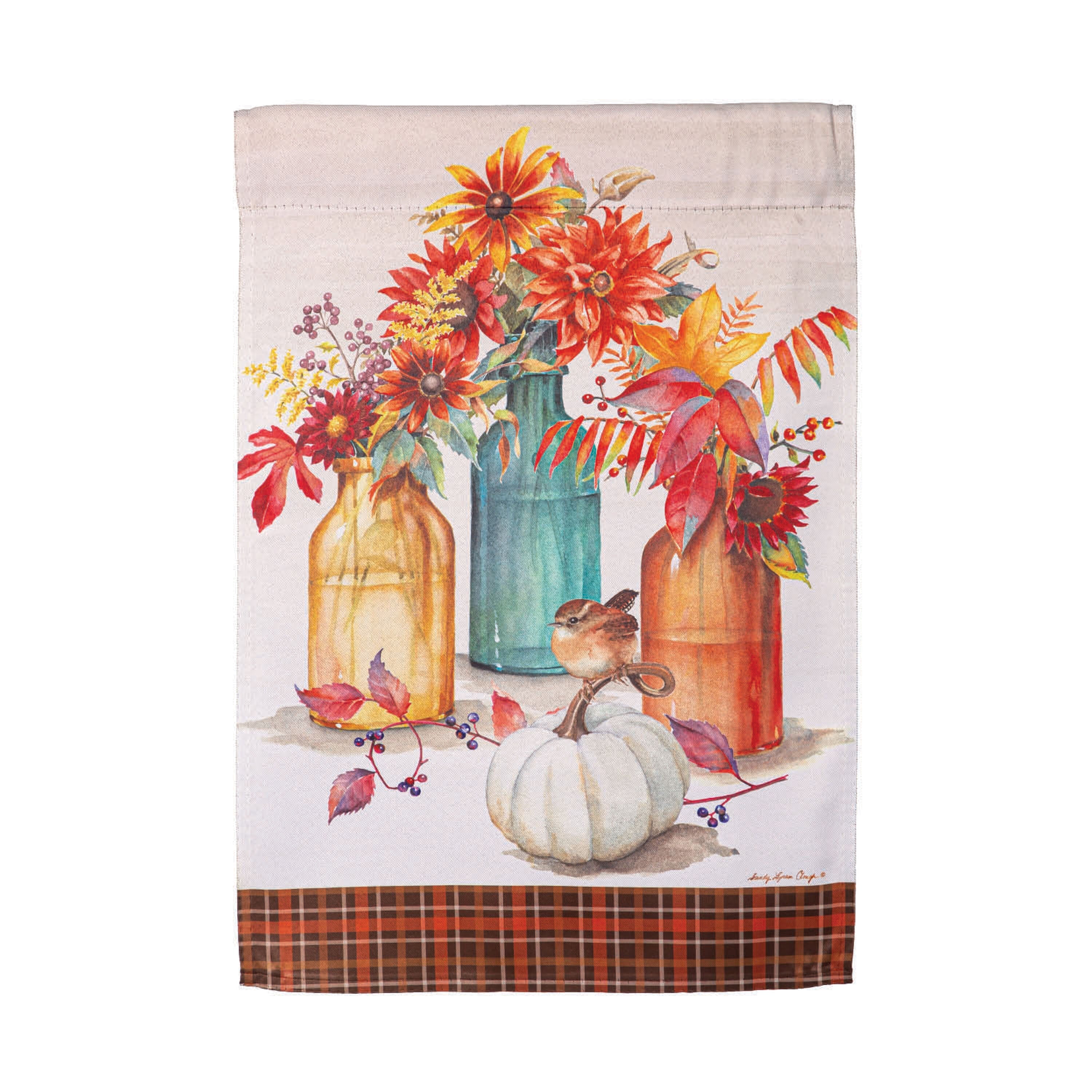 Collecting Autumn Suede Garden Flag