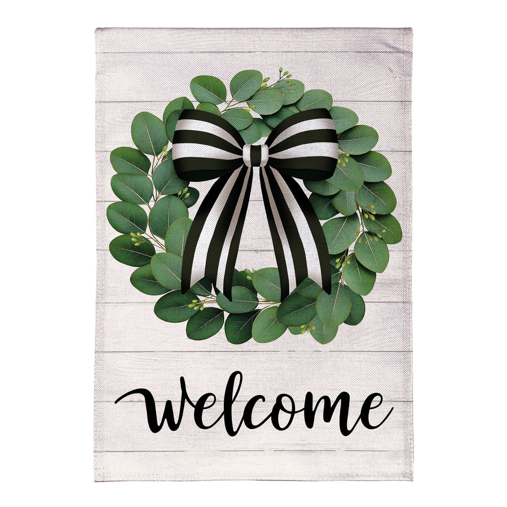 Eucalyptus Leaves Wreath Burlap House Flag