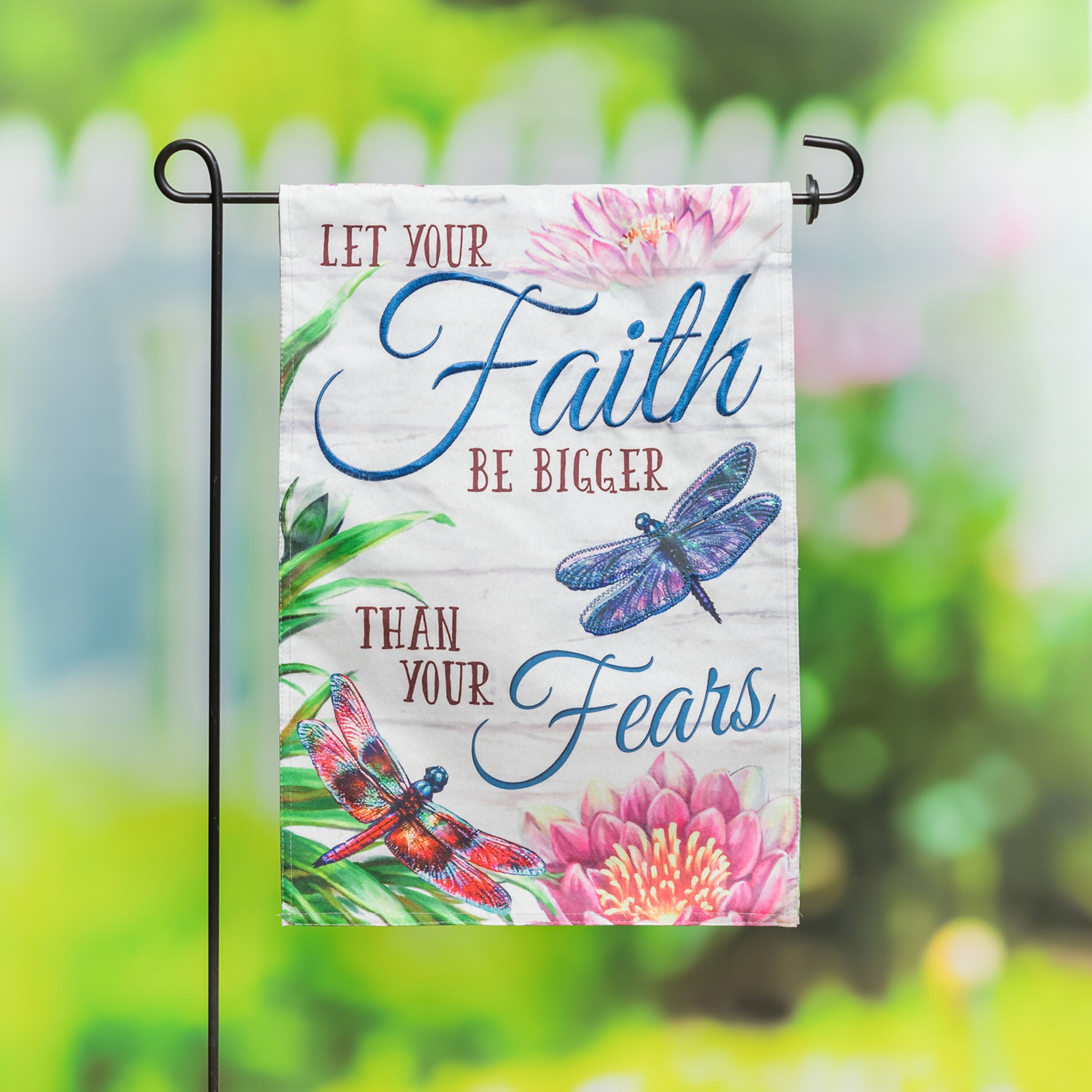 Faith be Bigger than Fear Garden Linen Flag