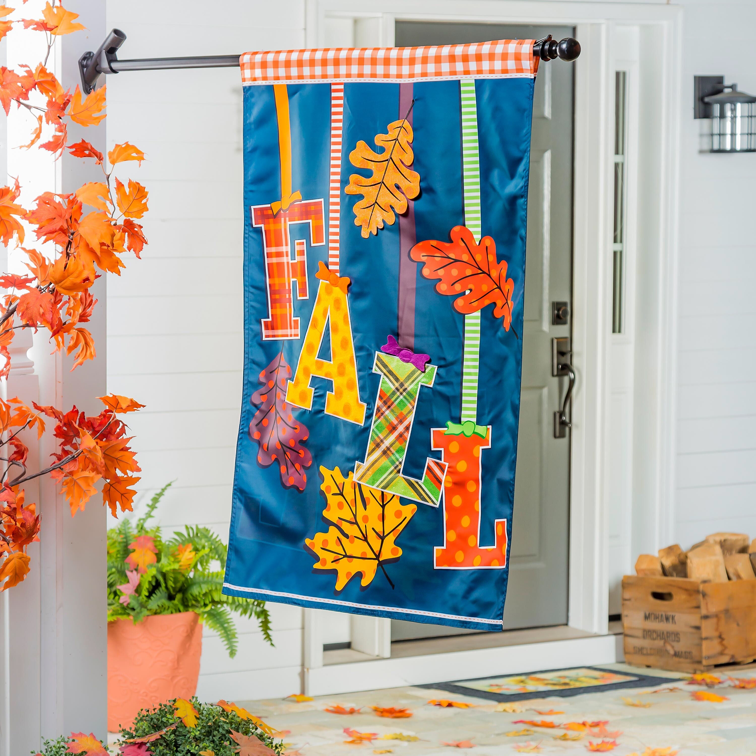 Falling Leaves House Applique Flag