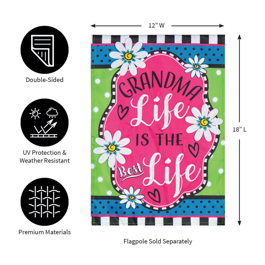 Grandma Life Applique Garden Flag