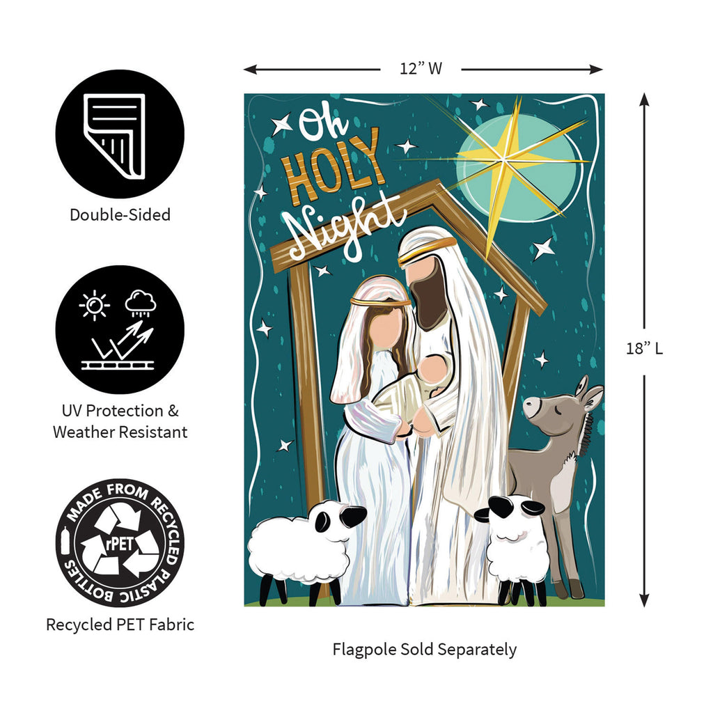 Oh Holy Night Burlap Garden Flag