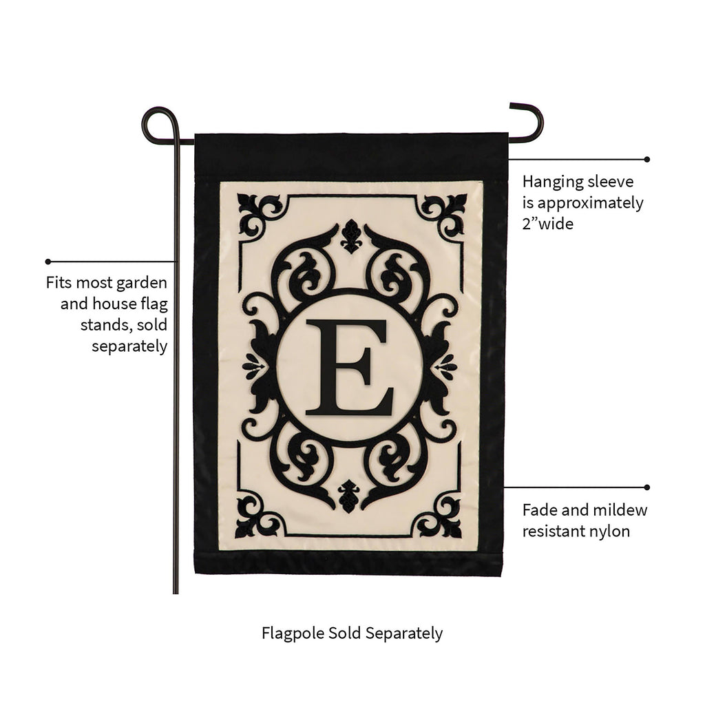 Cambridge Monogram Garden Applique Flag, Letter E
