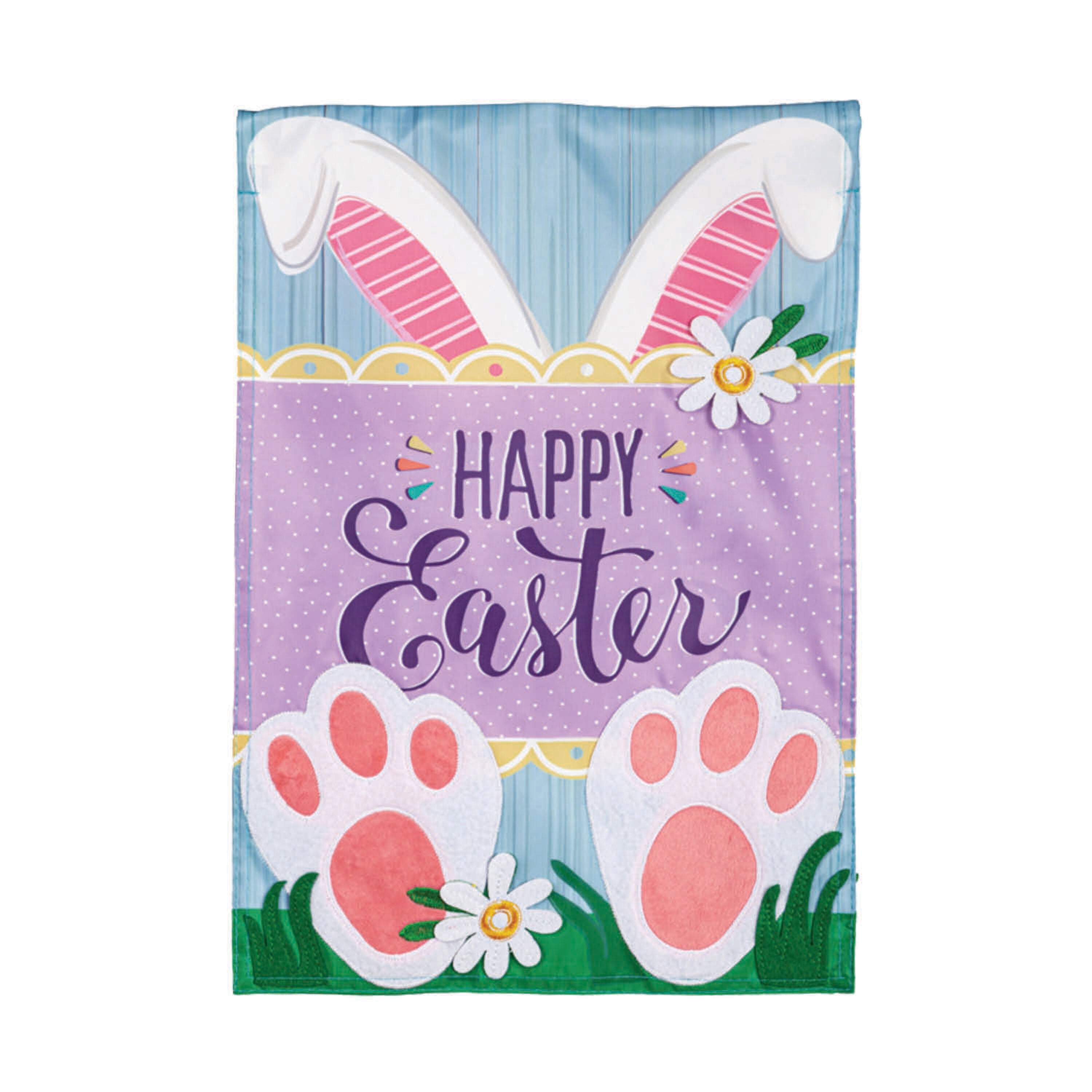Happy Easter Bunny Applique Garden Flag