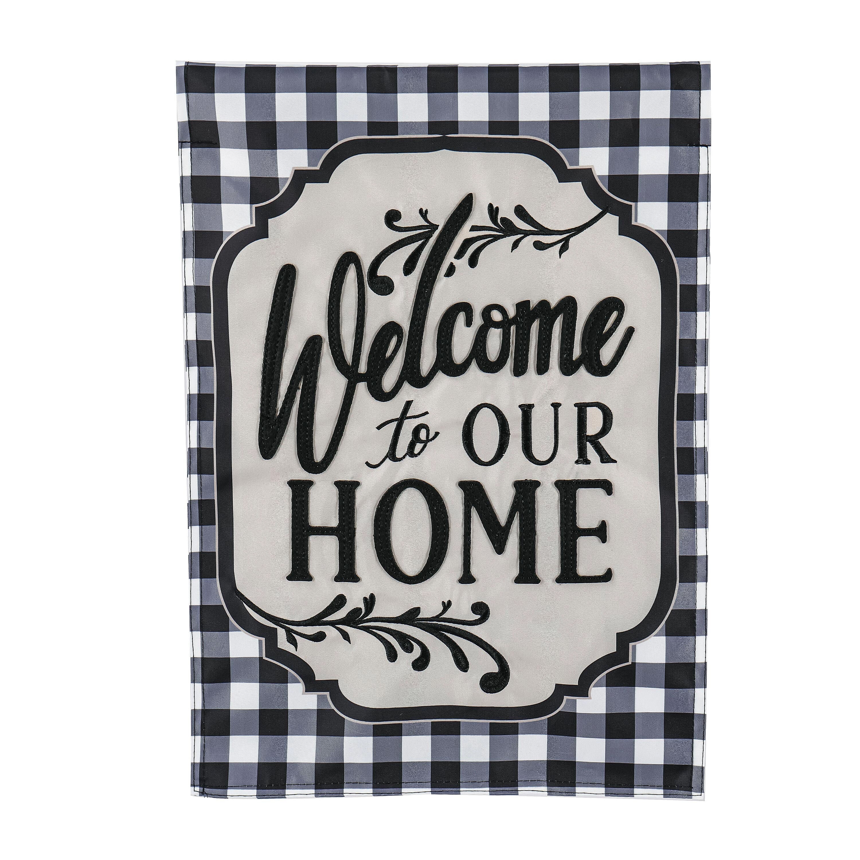 Classic Welcome Home Garden Applique Flag