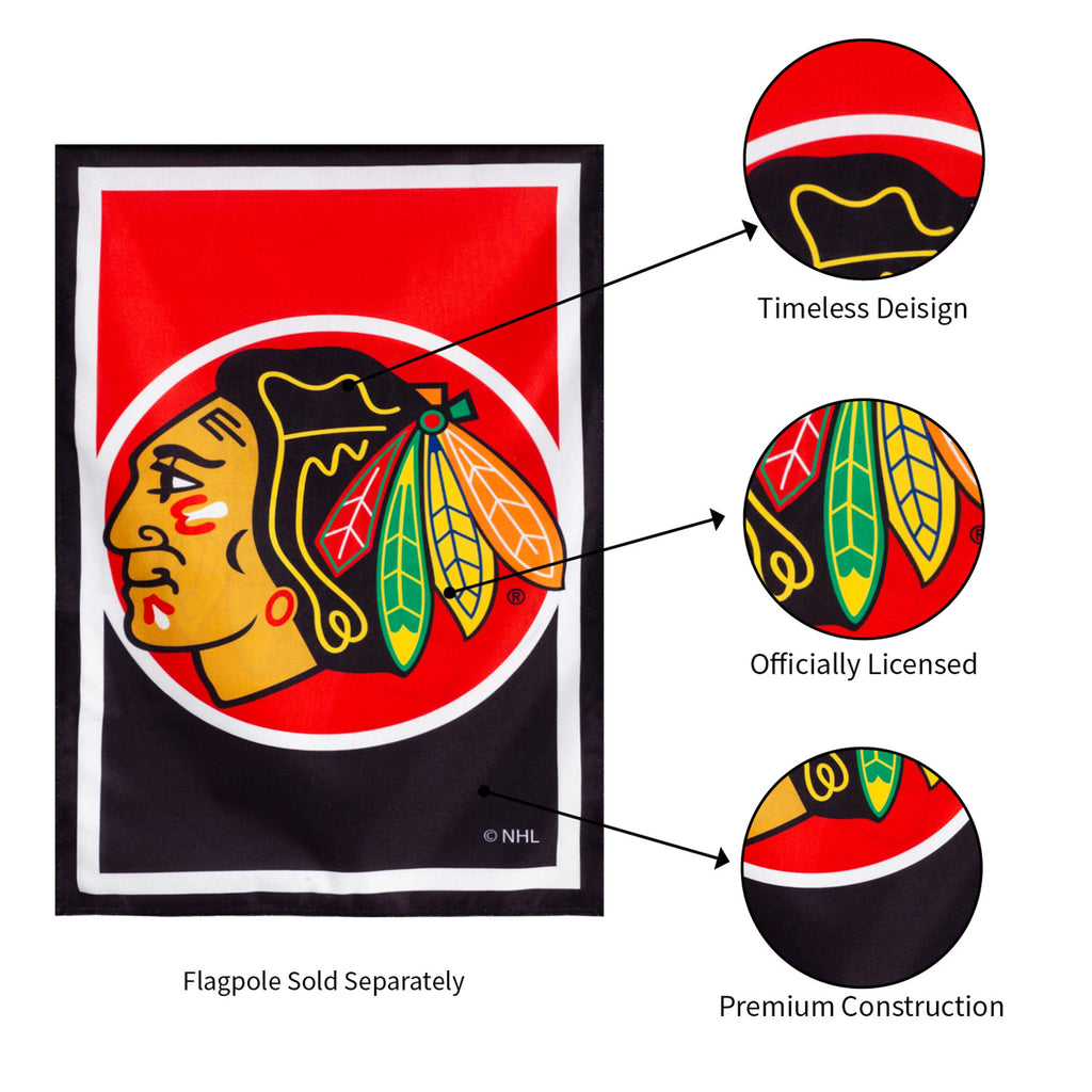 NHL Hockey Burlap House Flag, Chicago Blackhawks