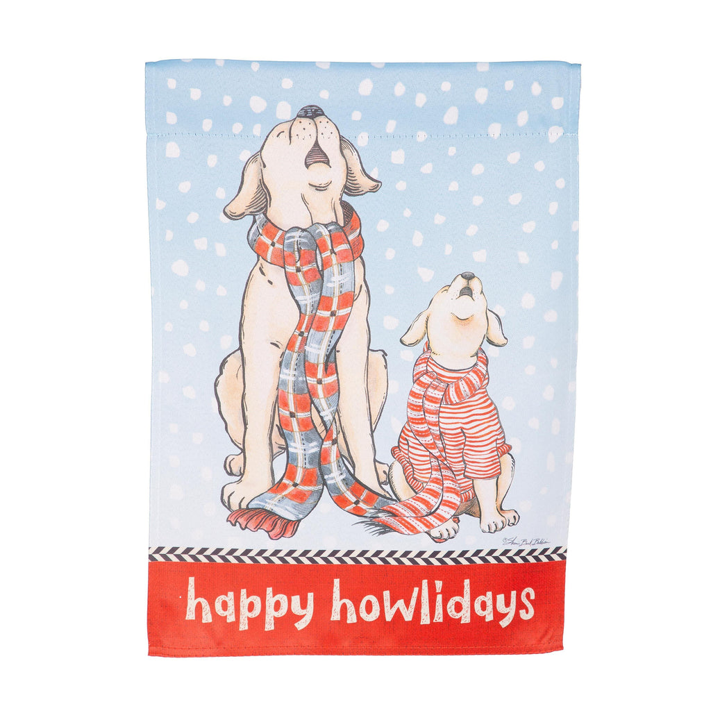 Winter Pups Suede Garden Flag