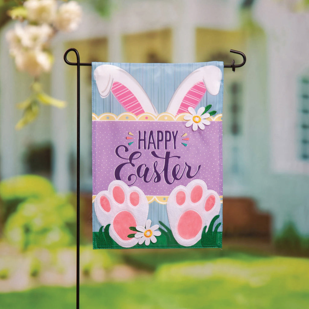 Happy Easter Bunny Applique Garden Flag