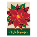 Welcome Poinsettia Applique Garden Flag