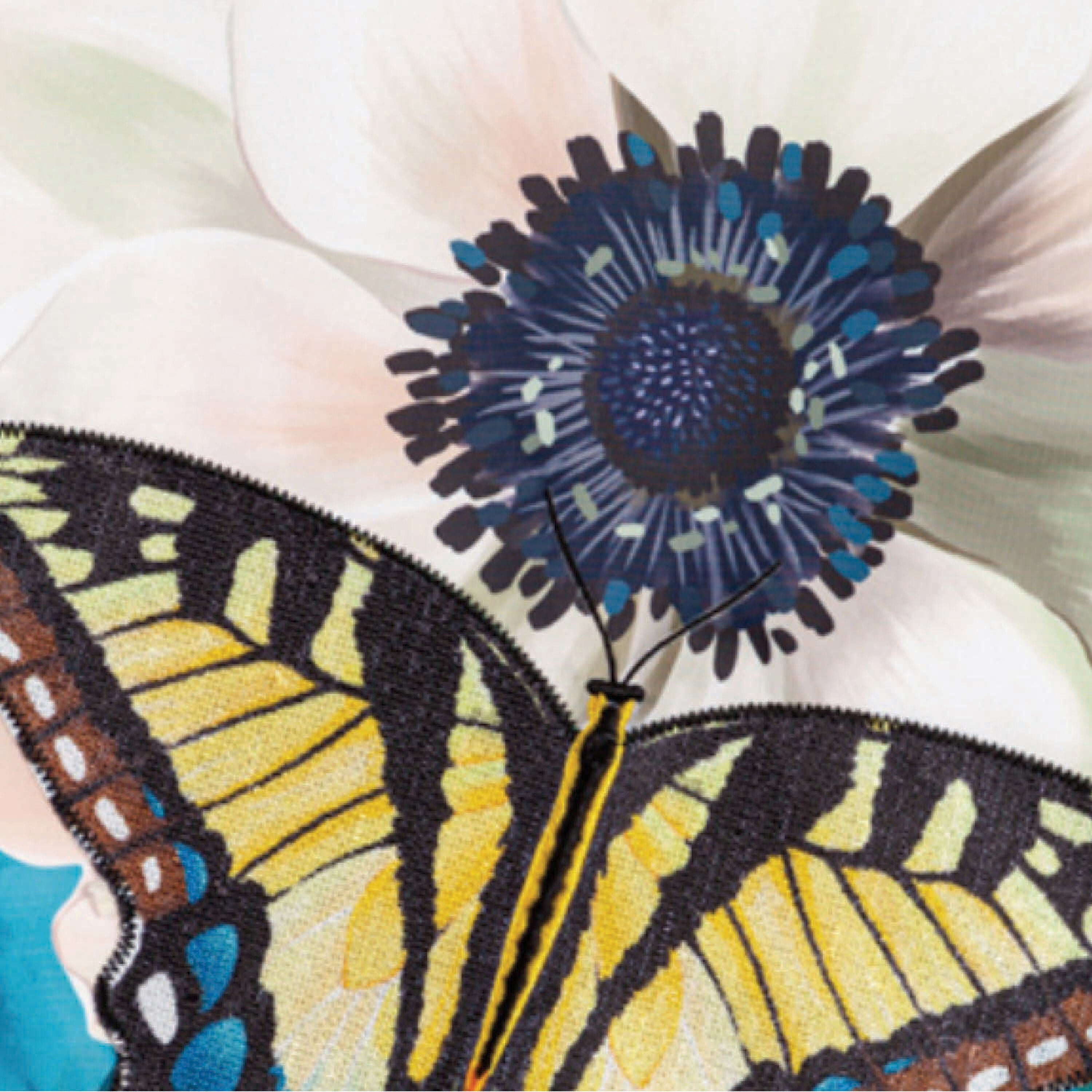 Anemone & Butterfly Applique Garden Flag
