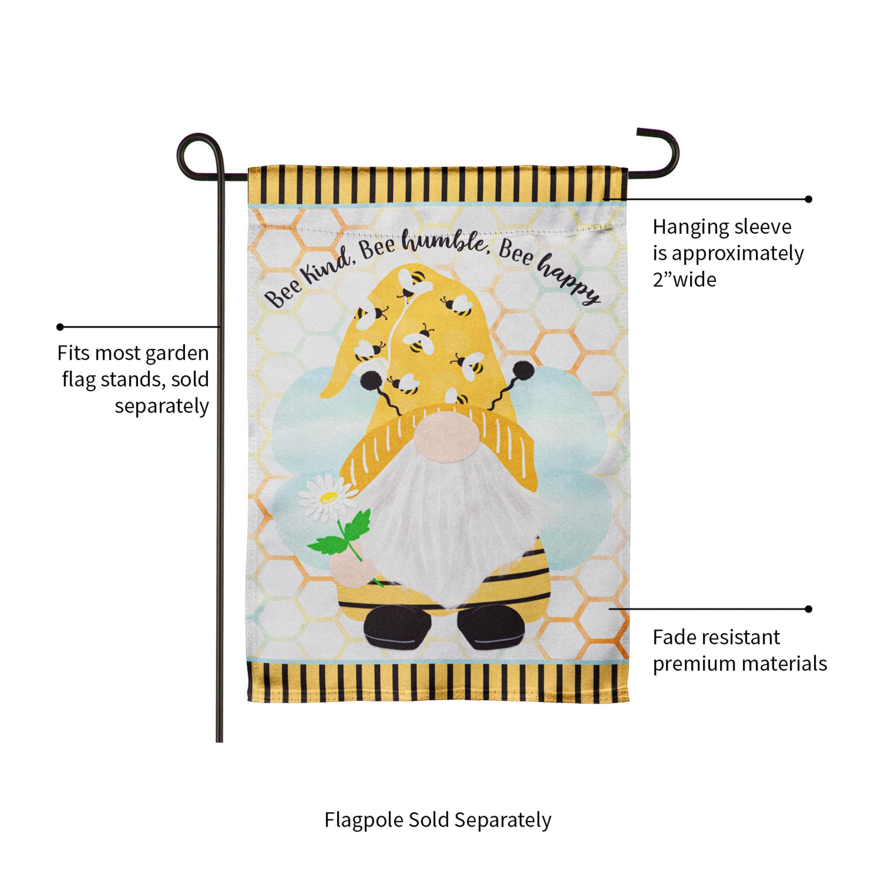 Bee Humble Bee Gnome Garden Lustre Flag