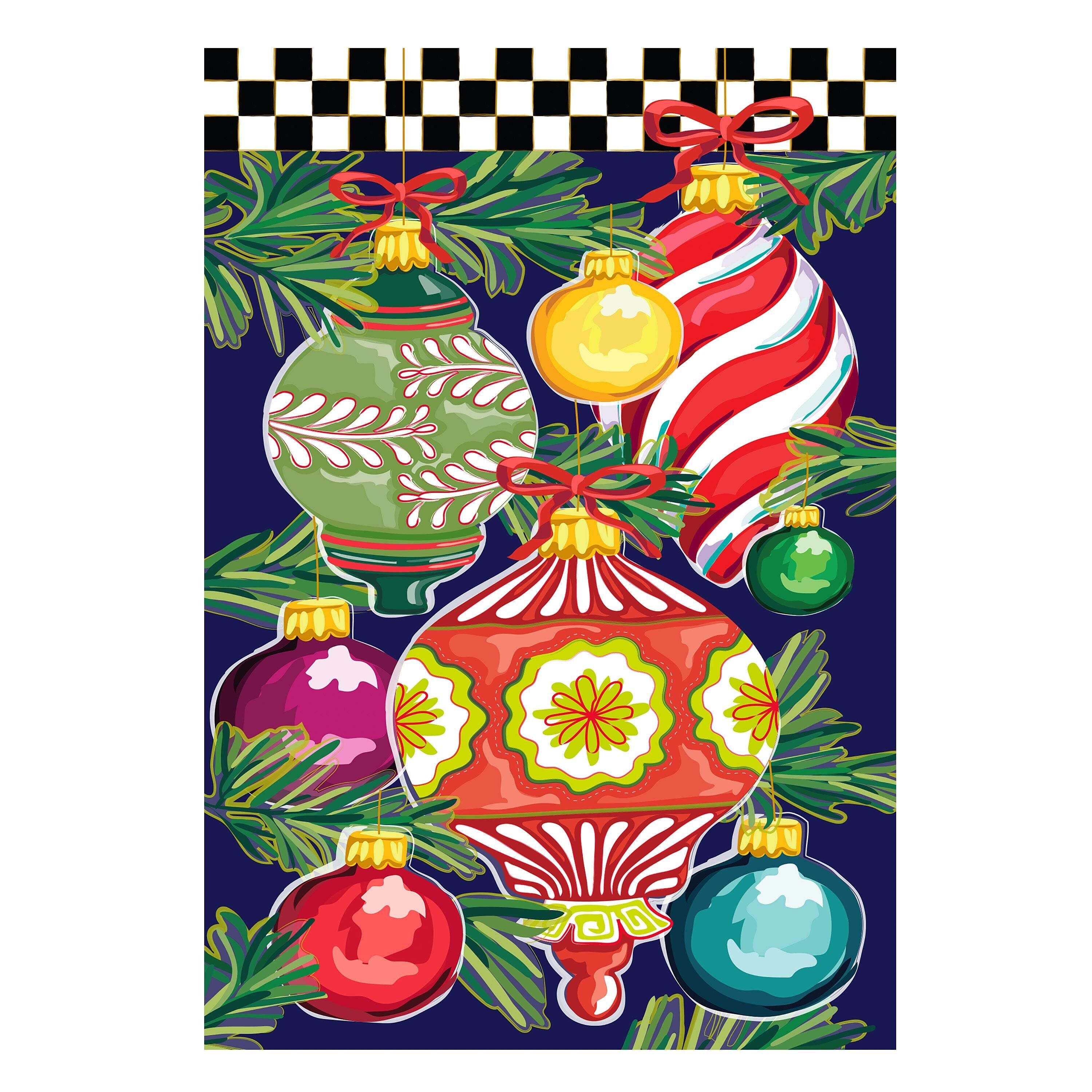 Happy Holidays Ornaments Applique House Flag