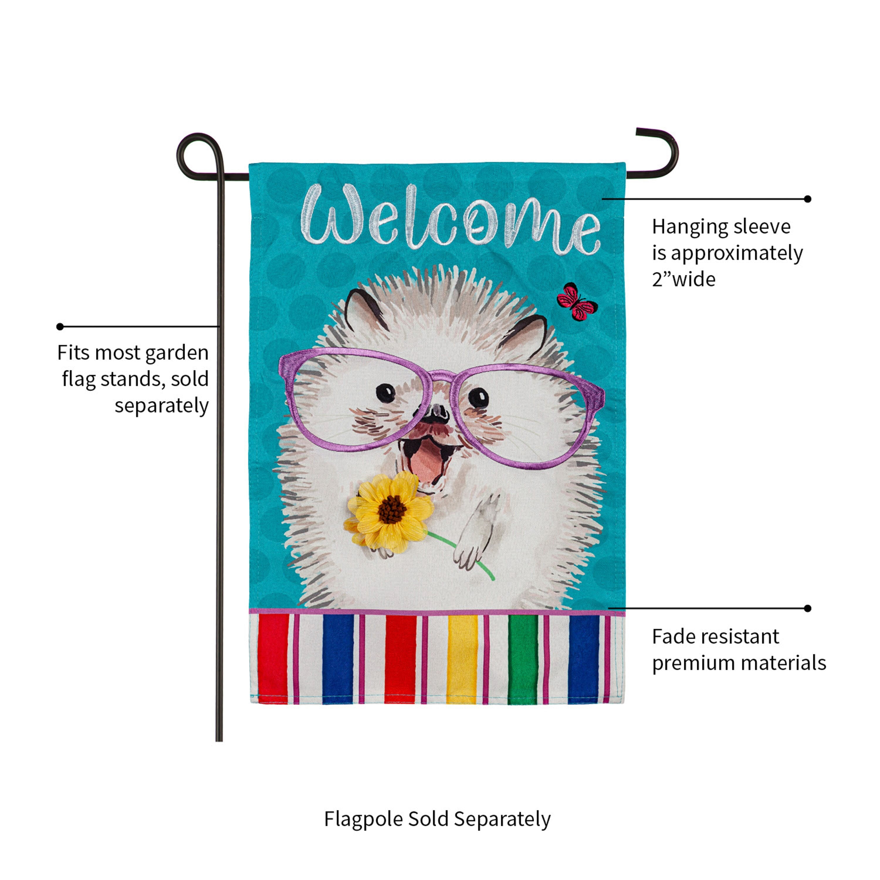 Hedgehog Pal Garden Linen Flag
